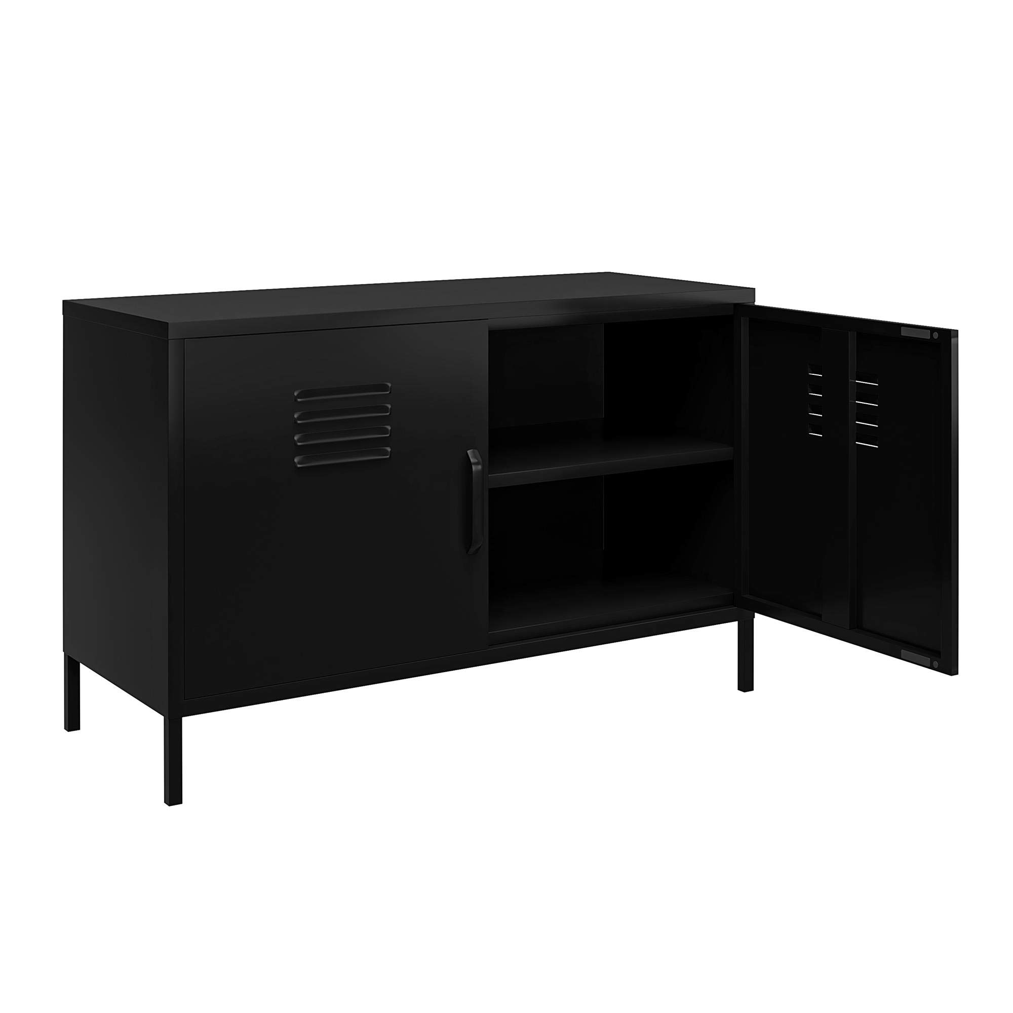 REALROOMS Shadwick 2-Door Wide Metal Locker Storage Cabinet - Black Accent Furniture for Home, Office, Dorm & Garage Organization