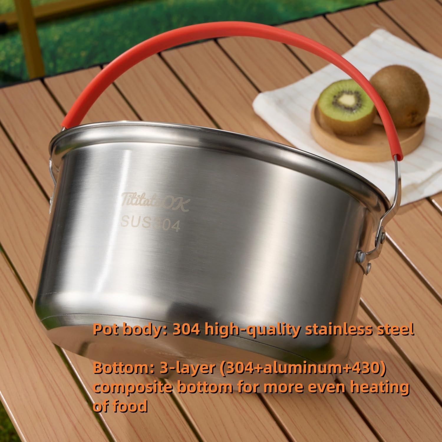 Premium 16-Piece Camping Cookware Set - 304 Stainless Steel Pots, Pans, Kettle with Storage Bag | Complete Kit with Plates, Bowls & Utensils (Knives, Forks, Spoons) | Compact & Durable for Outdoor Camping, Hiking, Picnics & Indoor Kitchen Use