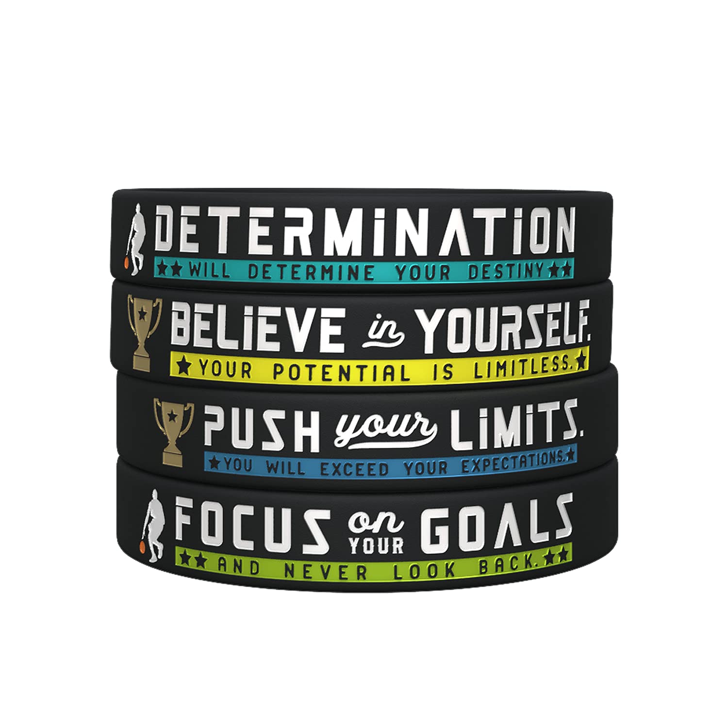 12-Pack Motivational Basketball Silicone Wristbands with Inspirational Sports Quotes - Bulk Team Gifts for Men & Women - Perfect for Basketball Games, Team Events & Sports Party Favors