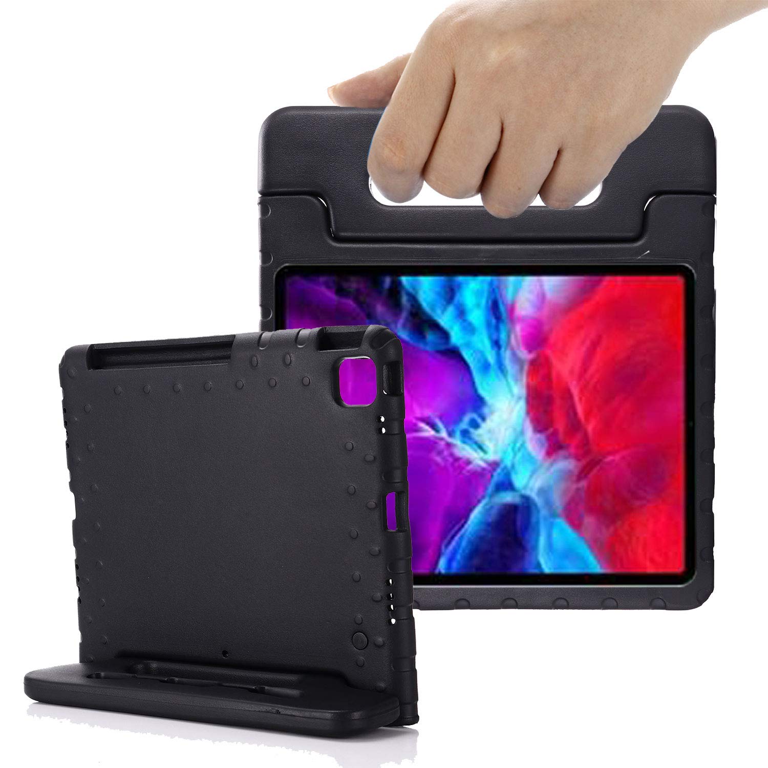 **Kids Protective Case for Apple iPad Pro 12.9 inch (2022/2021/2020/2018 Models) - Shockproof Rugged Cover with Handle & Kickstand for Boys & Girls - Ideal for School, Travel & Play - Black**