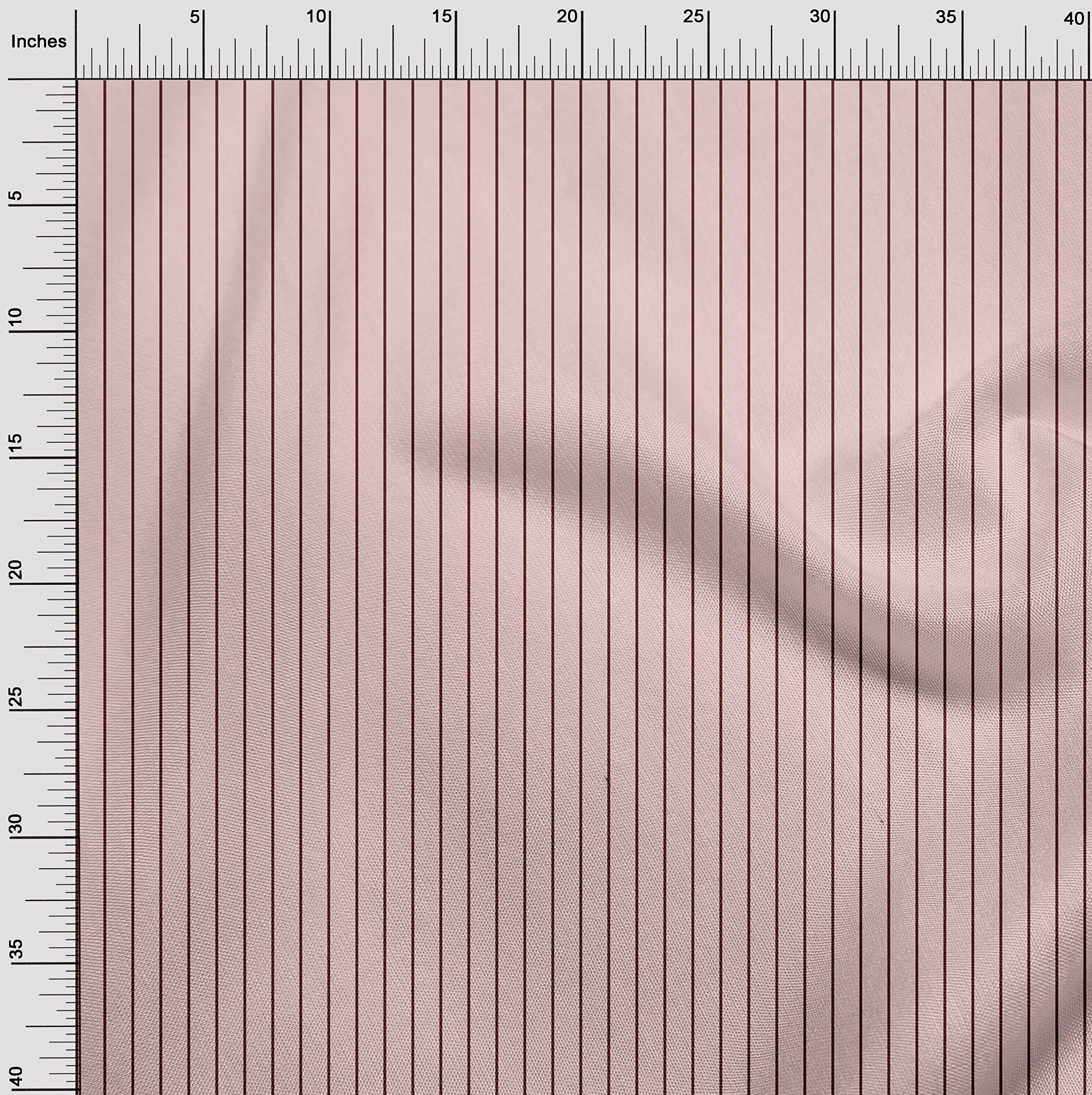 oneOone Cotton Cambric Rose Pink Striped Fabric by The Yard - 56 Inch Wide Printed DIY Sewing Material for Dresses, Quilting & Home Decor Projects