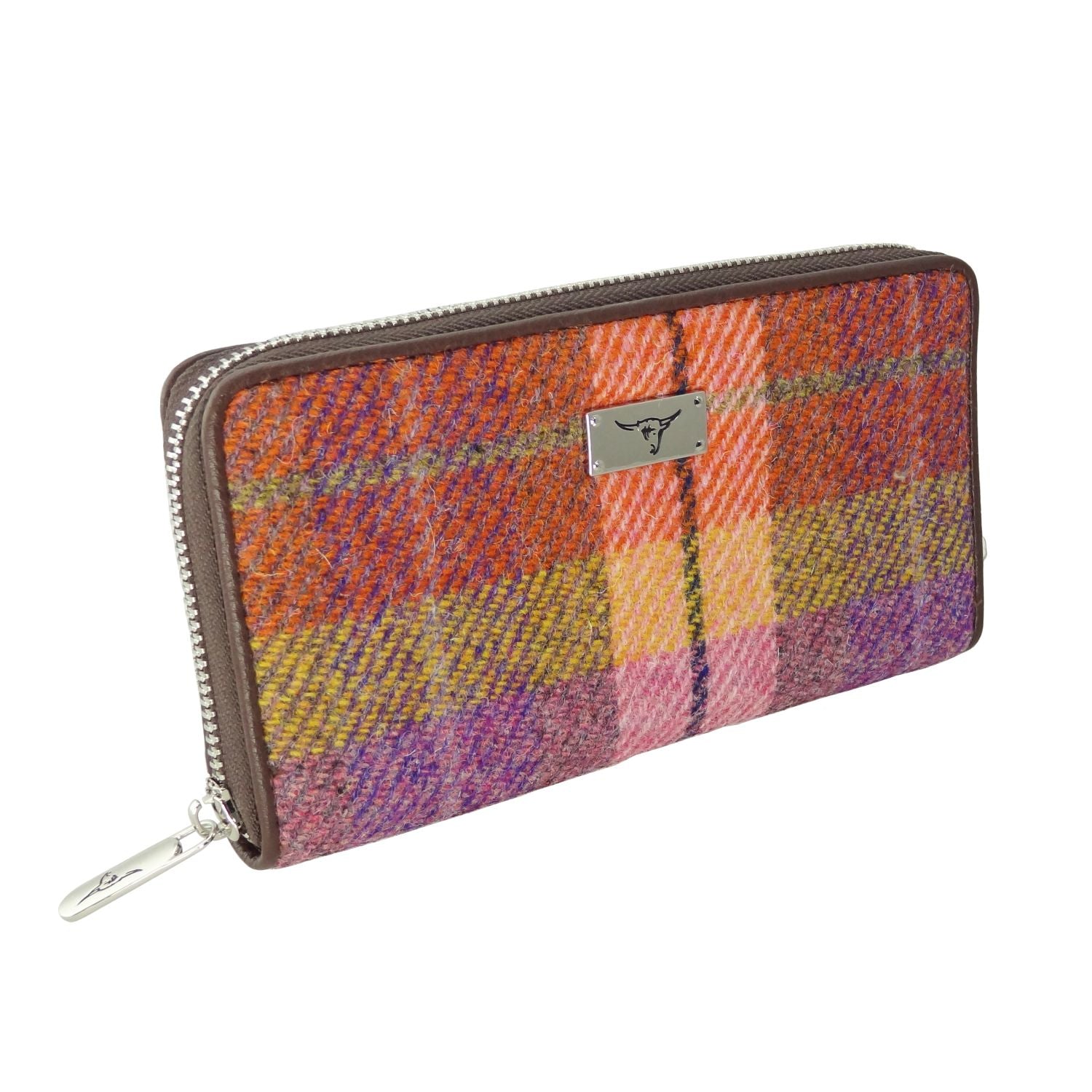 Harris Tweed Long Zip Wallet for Men & Women - 22 Stylish Colors | RFID Blocking Leather Card Holder for Travel, Business & Everyday Use