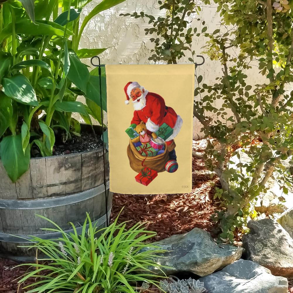 Christmas Holiday Santa and His Bag of Toys Garden Yard Flag - Festive Outdoor Decor for Holiday Season