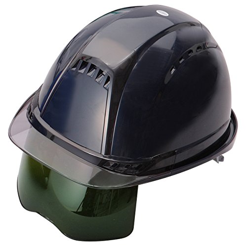 TOYO Shielded Helmet Ventura Tea Plus - Dark Blue/Smoke/Green Styrene Safety Helmet - Japan Import (#3 Standard 391F-SG) - Ideal for Construction, Welding & Industrial Work Protection