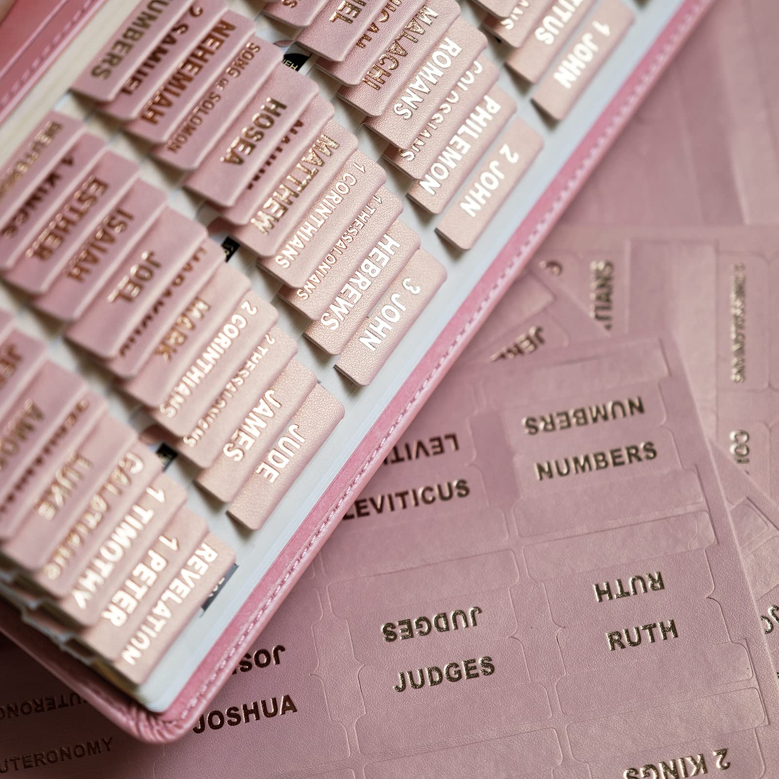 Leather Bible Tabs with Gold Foil - Easy Read Navigation Labels for Women & Men - Perfect for Church Study