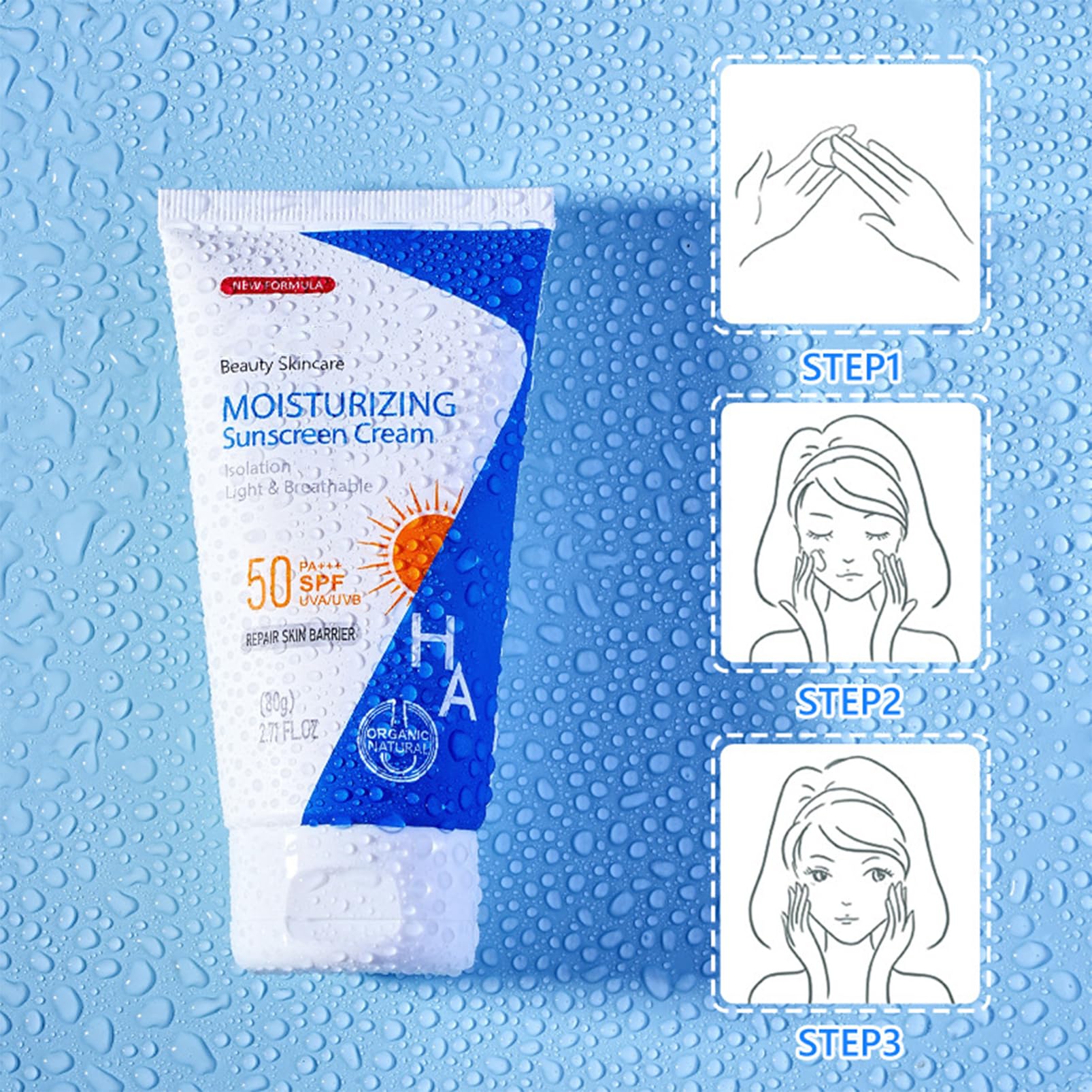 Hyaluronic Acid SPF 50 Sunscreen Lotion for Face & Body - Water Resistant, Hydrating Moisturizer with Broad Spectrum Protection | Daily Use, Outdoor Activities, Beach & Swimming