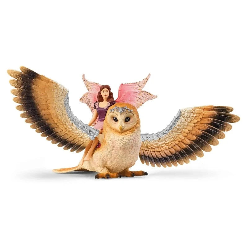 Fairy in Flight on Glam Owl - Whimsical Fairy Garden Decor for Outdoor & Indoor Use - Perfect for Fairy Gardens, Home Decor, and Gift Giving