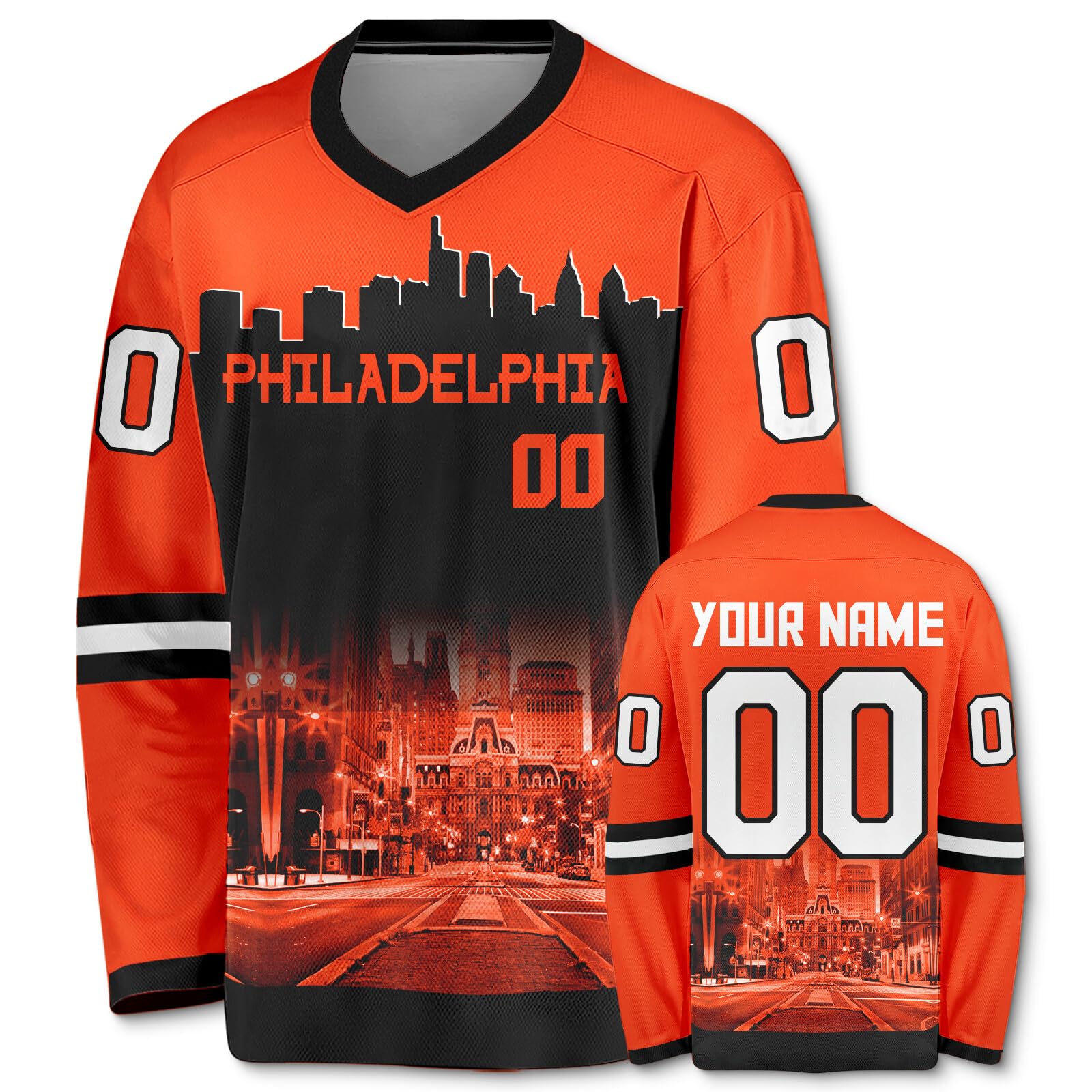 Custom Hockey Jersey Personalized with City Night Skyline - Hockey Fan Gifts for Men, Women & Youth - Perfect for Games, Tournaments & Fan Apparel