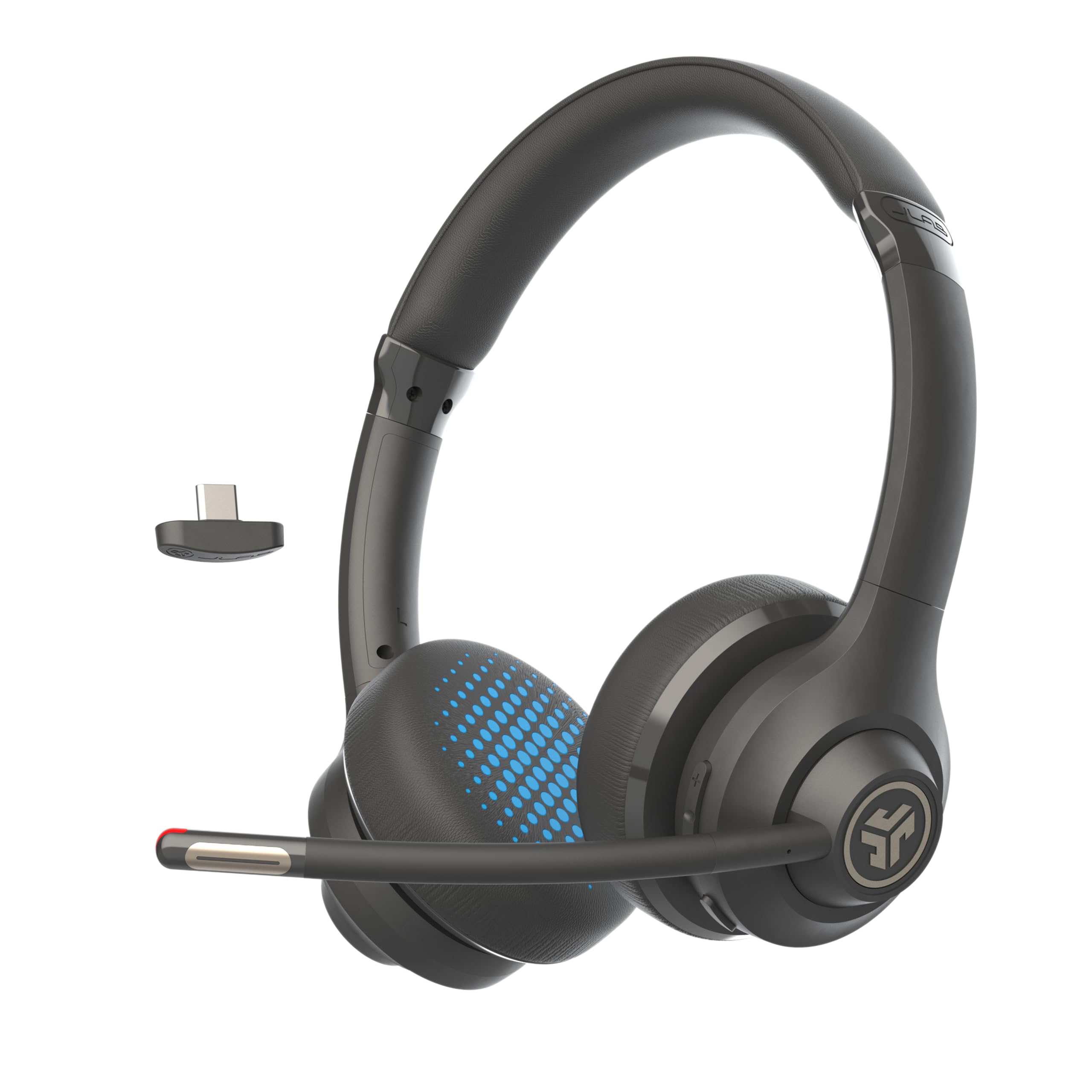 JLab Go Work Gen 2 Wireless Headphones with Mic - 55+ Hours Playtime, Bluetooth 5.0 for PC/Laptop/Mobile, Multipoint Connectivity, USB Dongle Option - Perfect for Remote Work, Video Calls & Online Meetings