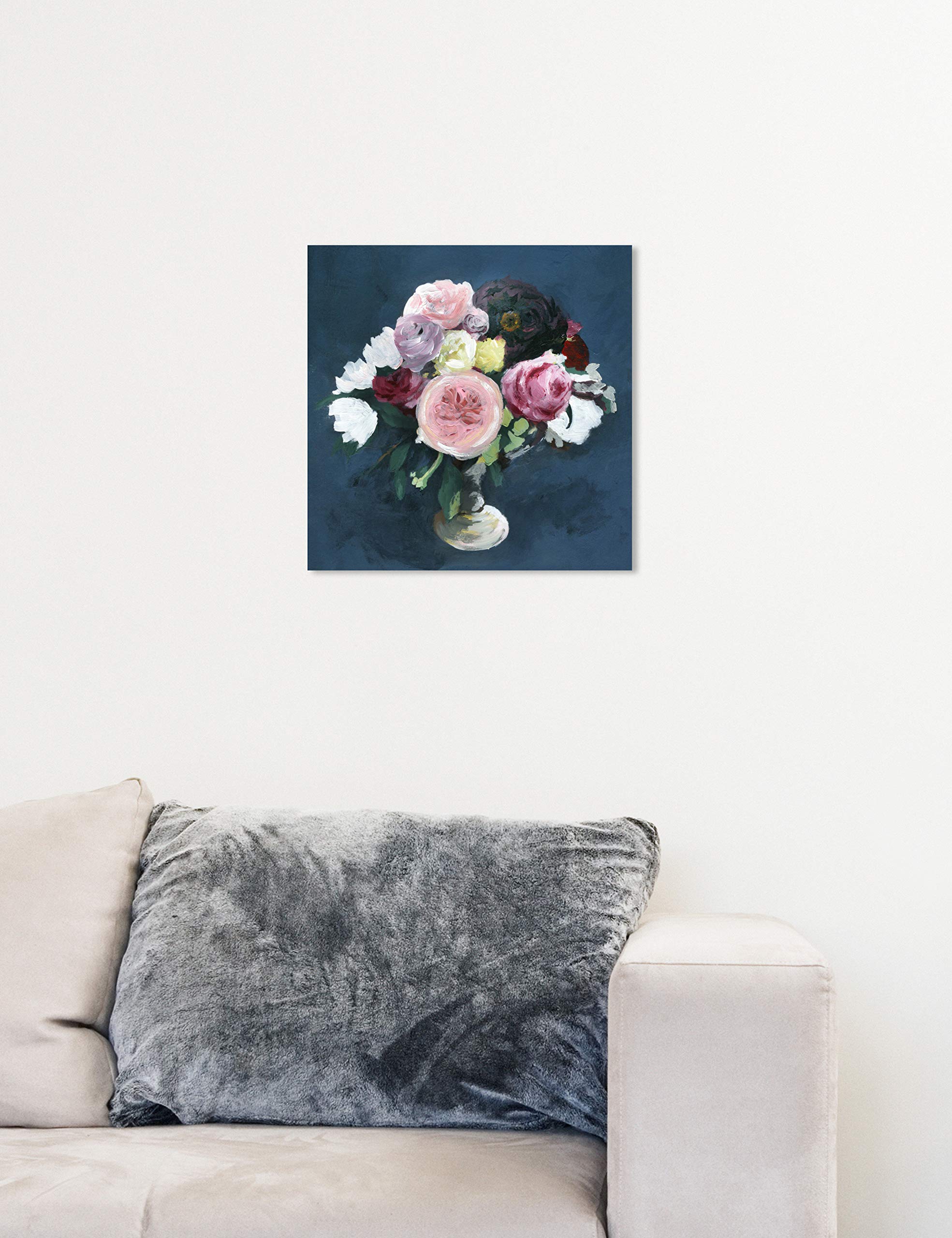 Oliver Gal Artist Co. Floral Wall Art Canvas Print - 12x12 Inch Pink & Blue Night Bouquet Painting, Modern Home Decor for Living Room, Bedroom & Office
