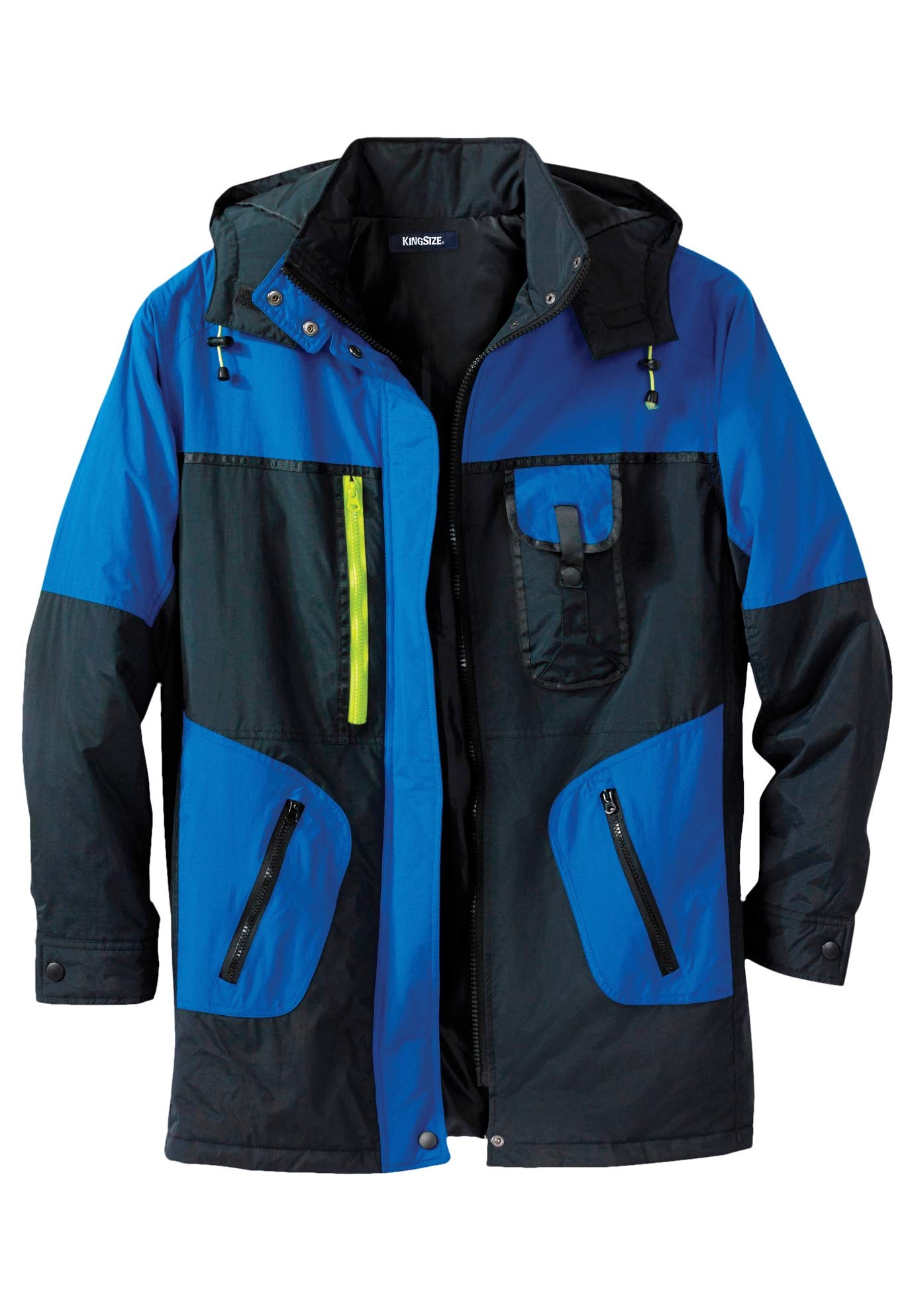 KingSize Men's Big & Tall Colorblock Tech Parka Jacket - Waterproof Winter Coat for Cold Weather, Windproof Insulated Hooded Outerwear - Perfect for Snowboarding, Hiking & Outdoor Activities