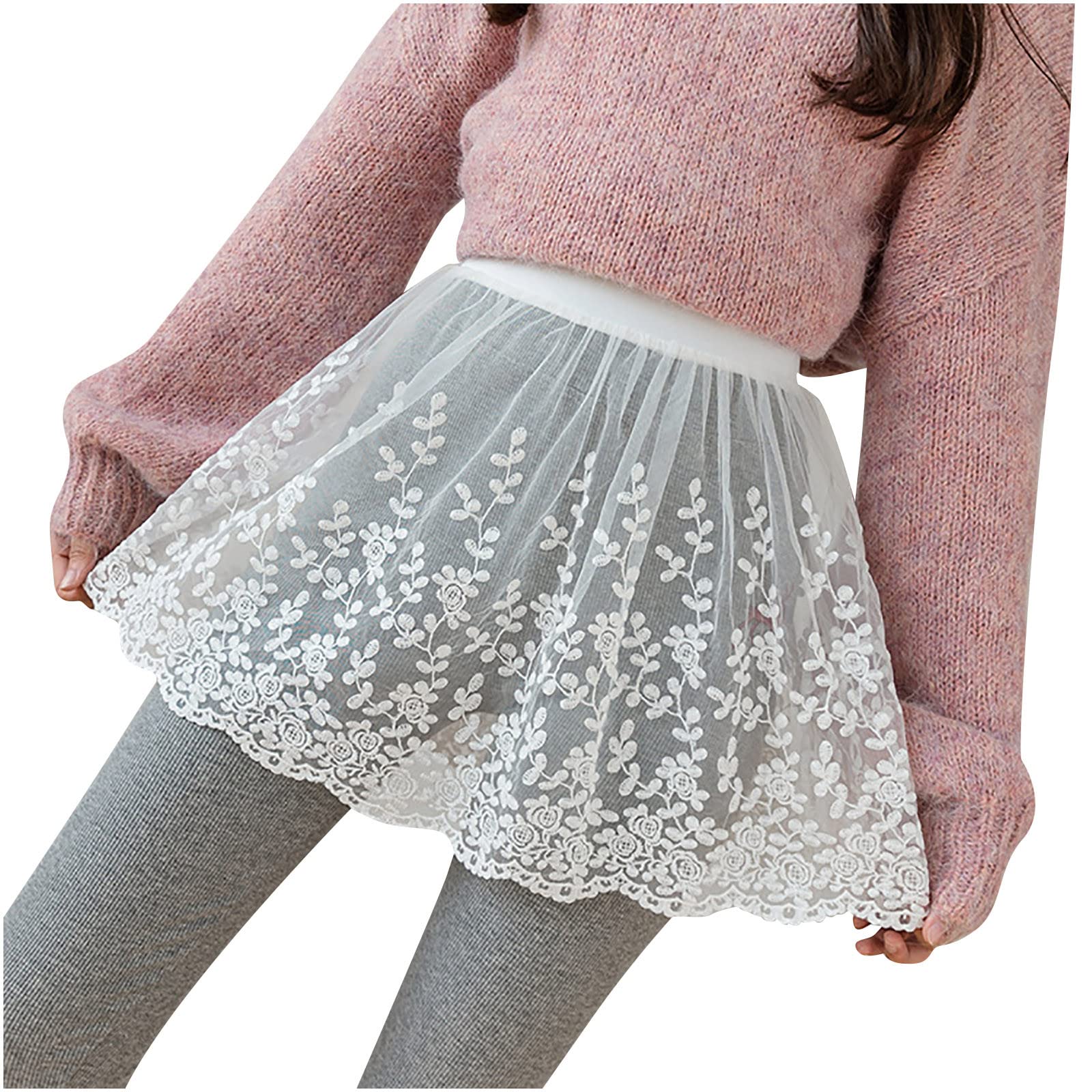 Women's Layering Shirt Extender Mini Skirt - Fake Top Lace Hem Tunic Style Shirt Extender for Casual Outfits & Summer Fashion