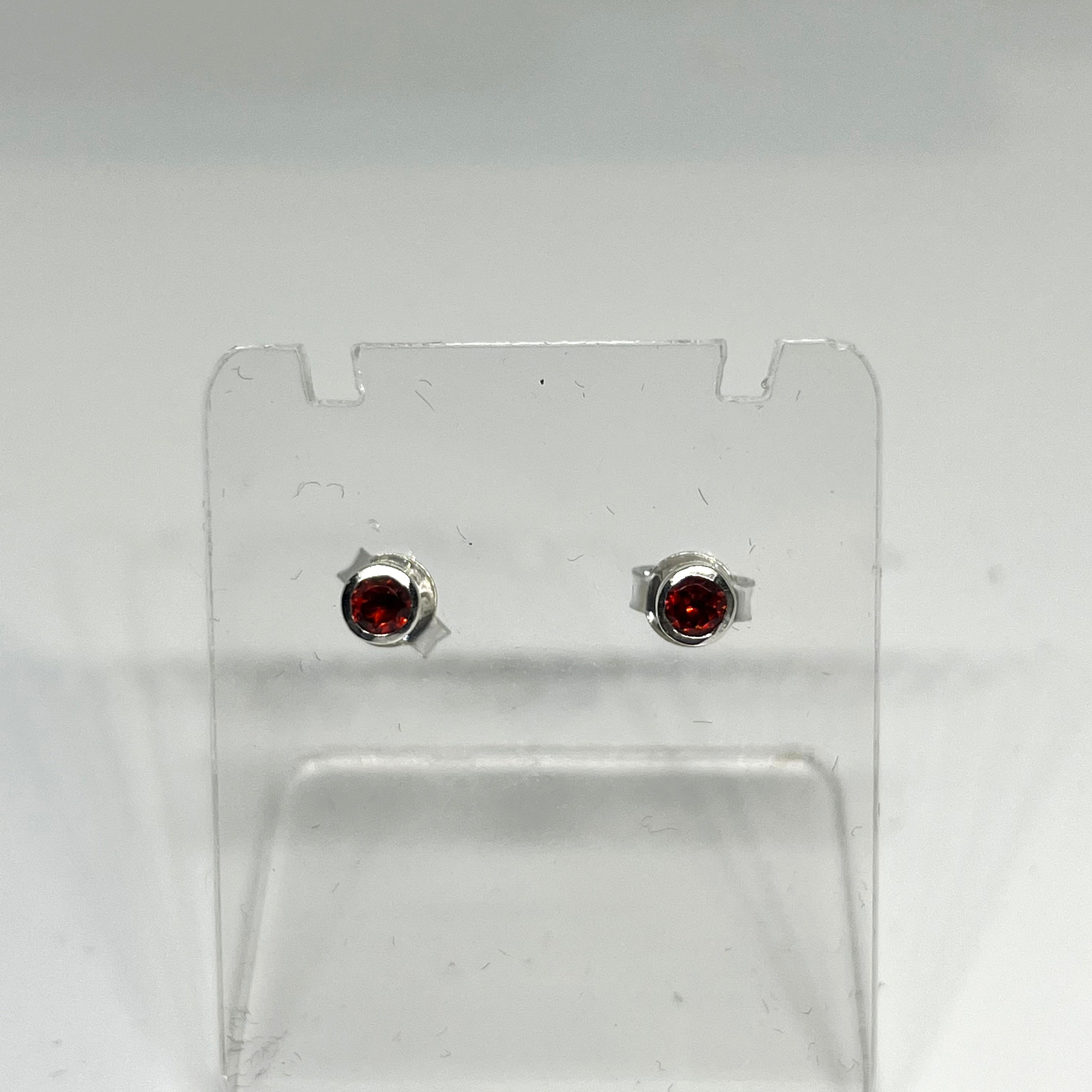 3mm Round Faceted Gemstone Bezel Set Stud Earrings - PSE004 | Elegant Everyday Jewelry for Women, Perfect for Work, Parties & Special Occasions