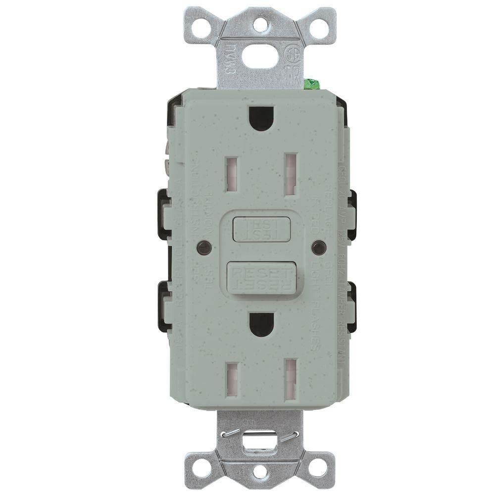 Lutron SCR-15-GFST-BG Claro Satin Colors 15-Amp Self-Testing GFCI Outlet Receptacle, Bluestone - Perfect for Bathrooms, Kitchens & Outdoor Use - Waterproof Electrical Safety Socket for Home & Office
