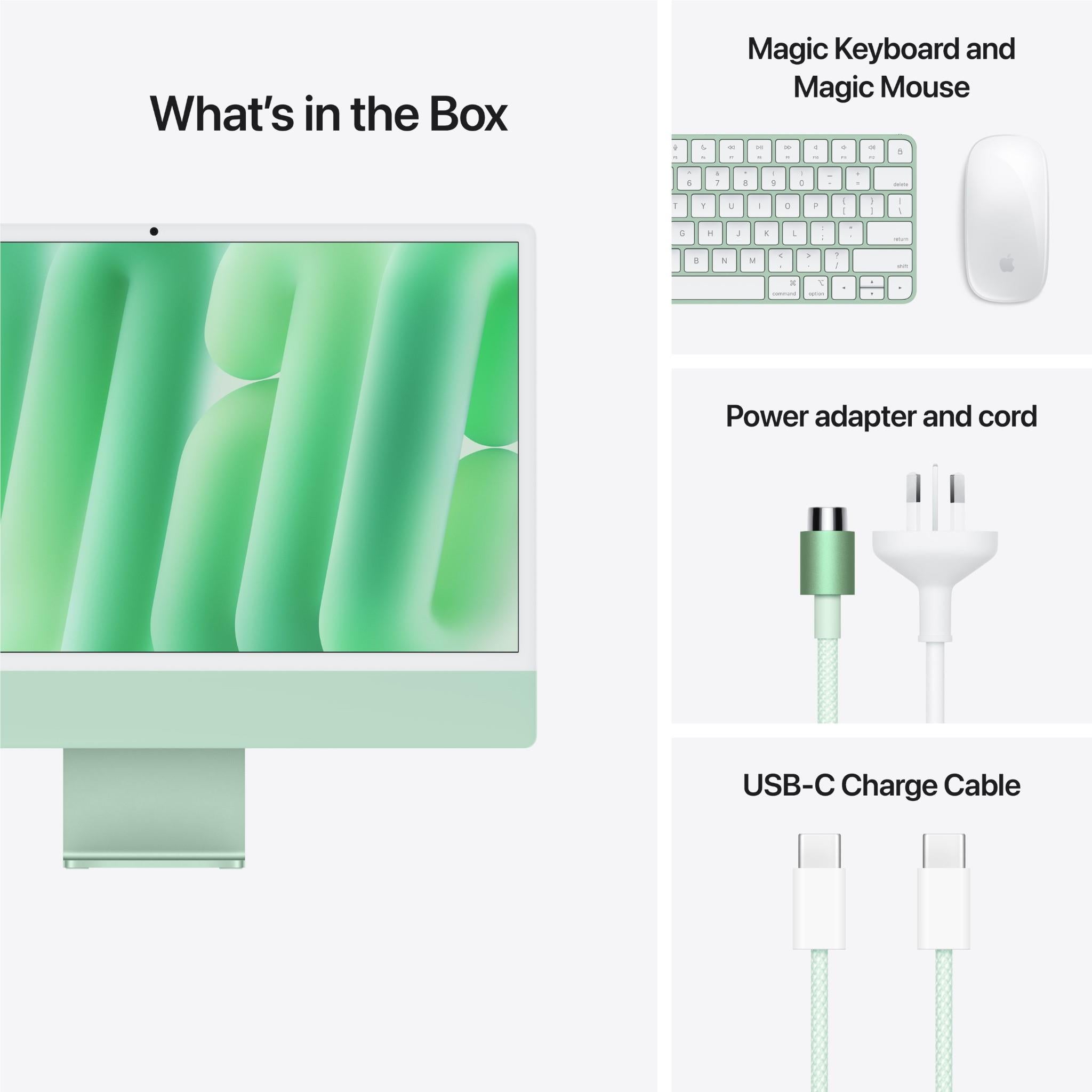 Apple iMac 24-inch with Retina 4.5K Display, M4 Chip (8-Core CPU), 256GB SSD in Green - 2024 Model | Perfect for Home Office, Graphic Design & Creative Work