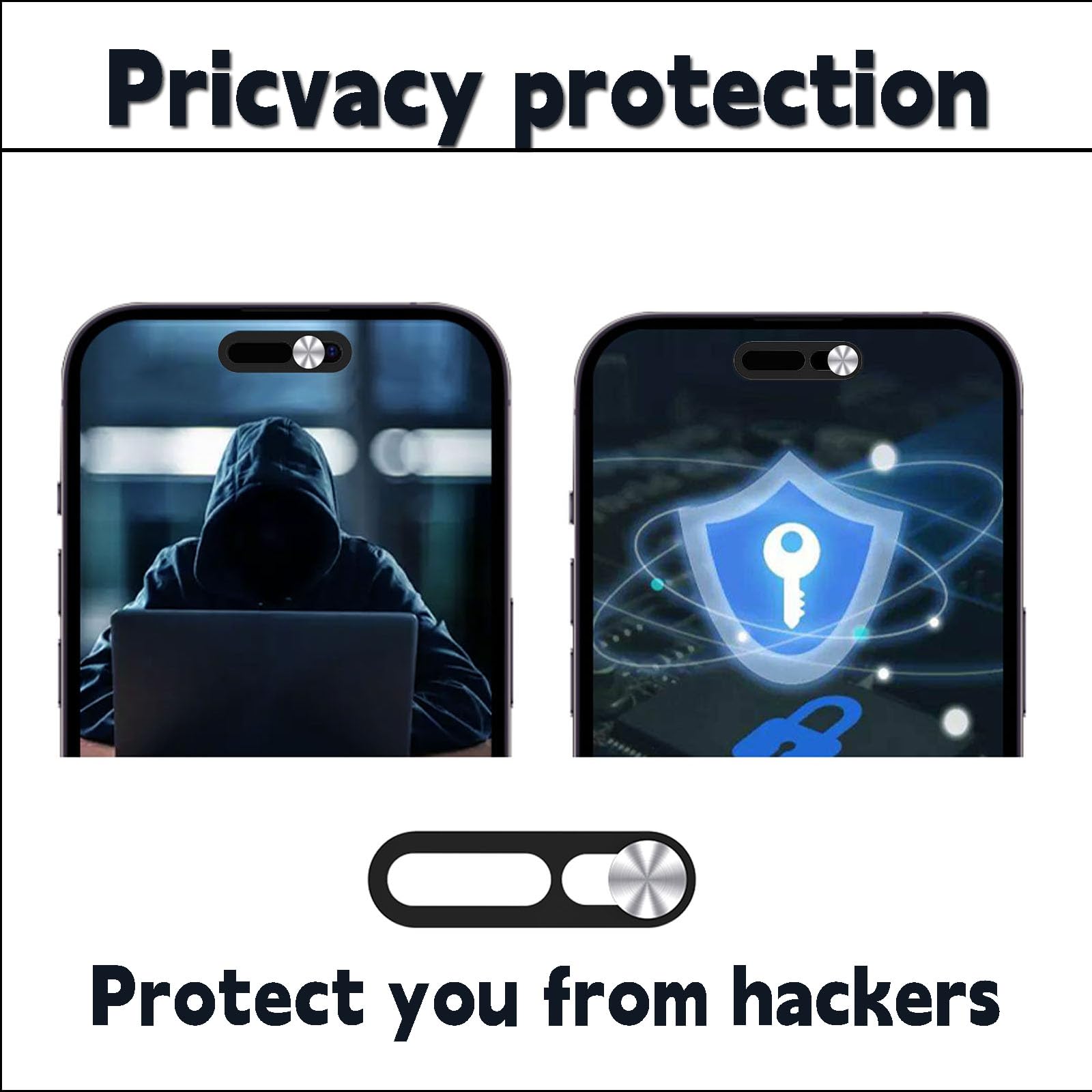 Privacy Webcam Cover Protector for iPhone 14 Pro/15 Pro/16 Pro Series - 2 Pack Camera Lens Slider for Front & Rear Cameras - Anti-Spy Security Shield for MacBook, Laptop, Tablet - Perfect for Video Calls & Online Meetings (Silver)