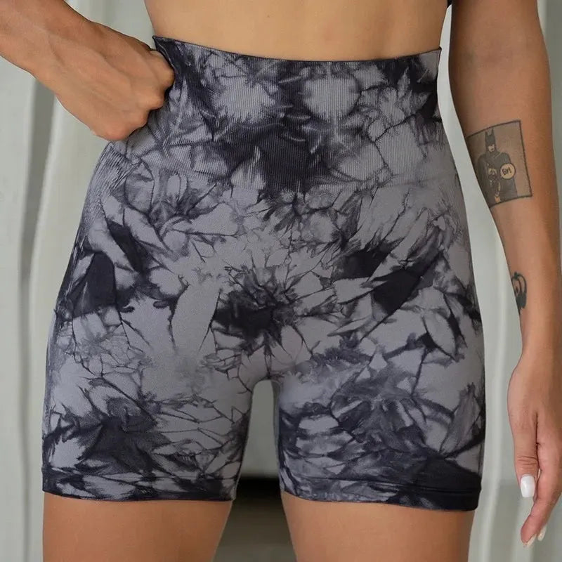 Seamless Tie-Dye Push Up Yoga Shorts for Women - High Waist Workout Shorts for Running, Cycling, Gym & Summer Fitness - Comfortable Activewear for Yoga, Pilates and Lounge Wear
