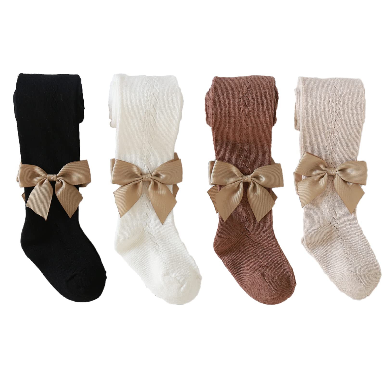 Ashmyova Baby Girl Tights - Soft Knit Bowknot Mesh Lace Stockings for Toddlers & Infants | Warm Leggings for Playtime, Dress-Up & Special Occasions