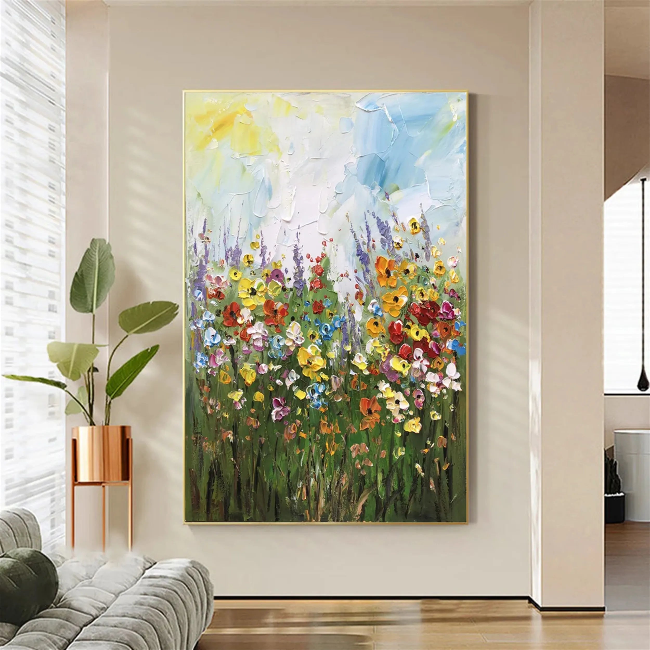 Beautiful Flower and Tree Painting #FT043 - Handmade Wall Art for Home, Office, and Living Room Decor