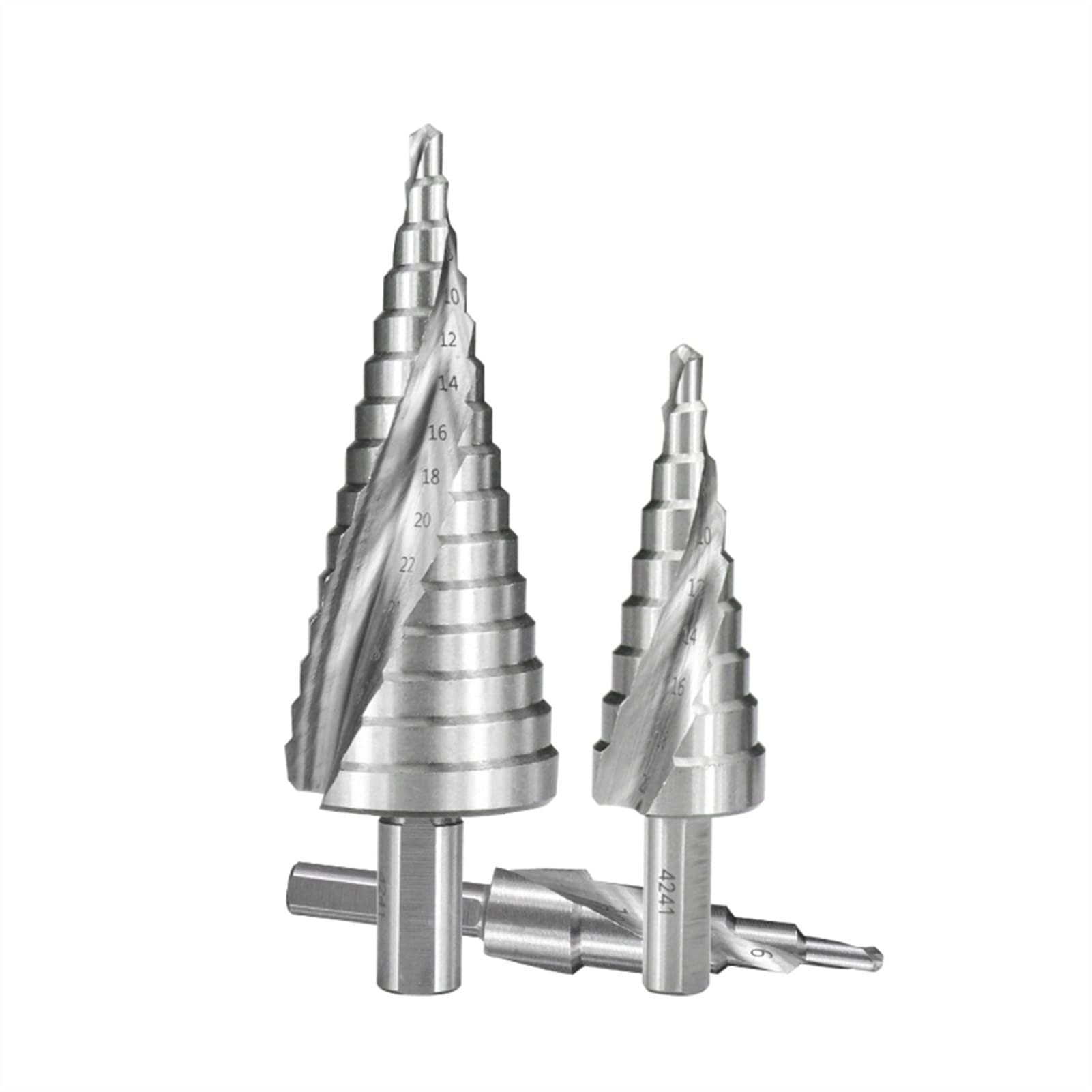 High-Speed Steel (HSS) Step Drill Bit Set - 3pc (4-12mm, 4-20mm, 4-32mm) - Spiral Groove Design for Wood & Metal - Round Shank Cone Drill Power Tool Accessories - Perfect for DIY Projects, Home Repairs & Professional Metalworking