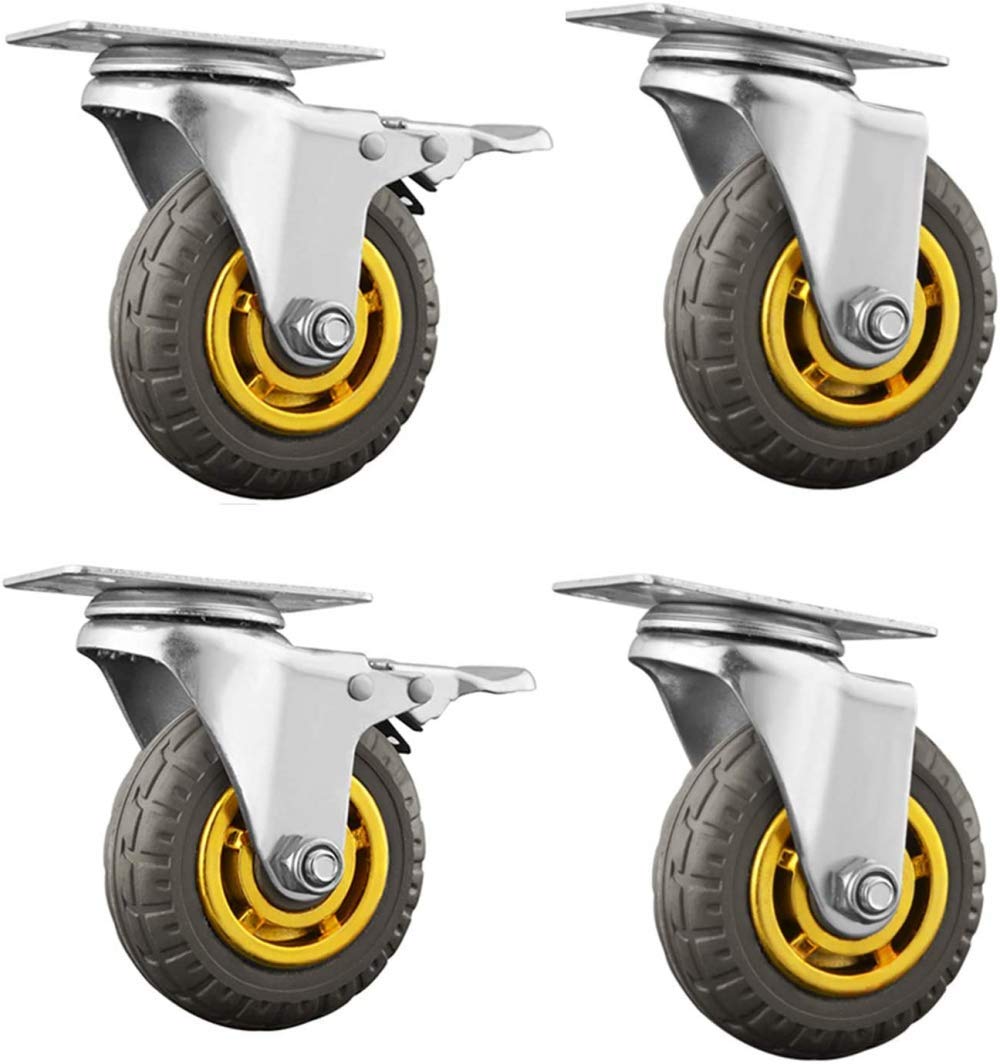 Heavy Duty Swivel Casters with Brake - 800kg Load Capacity, Industrial Plate Wheels for Furniture & Transport, Double Bearings (75mm/100mm) - Set of 4 - Perfect for Warehouse Carts, Office Chairs & Moving Equipment
