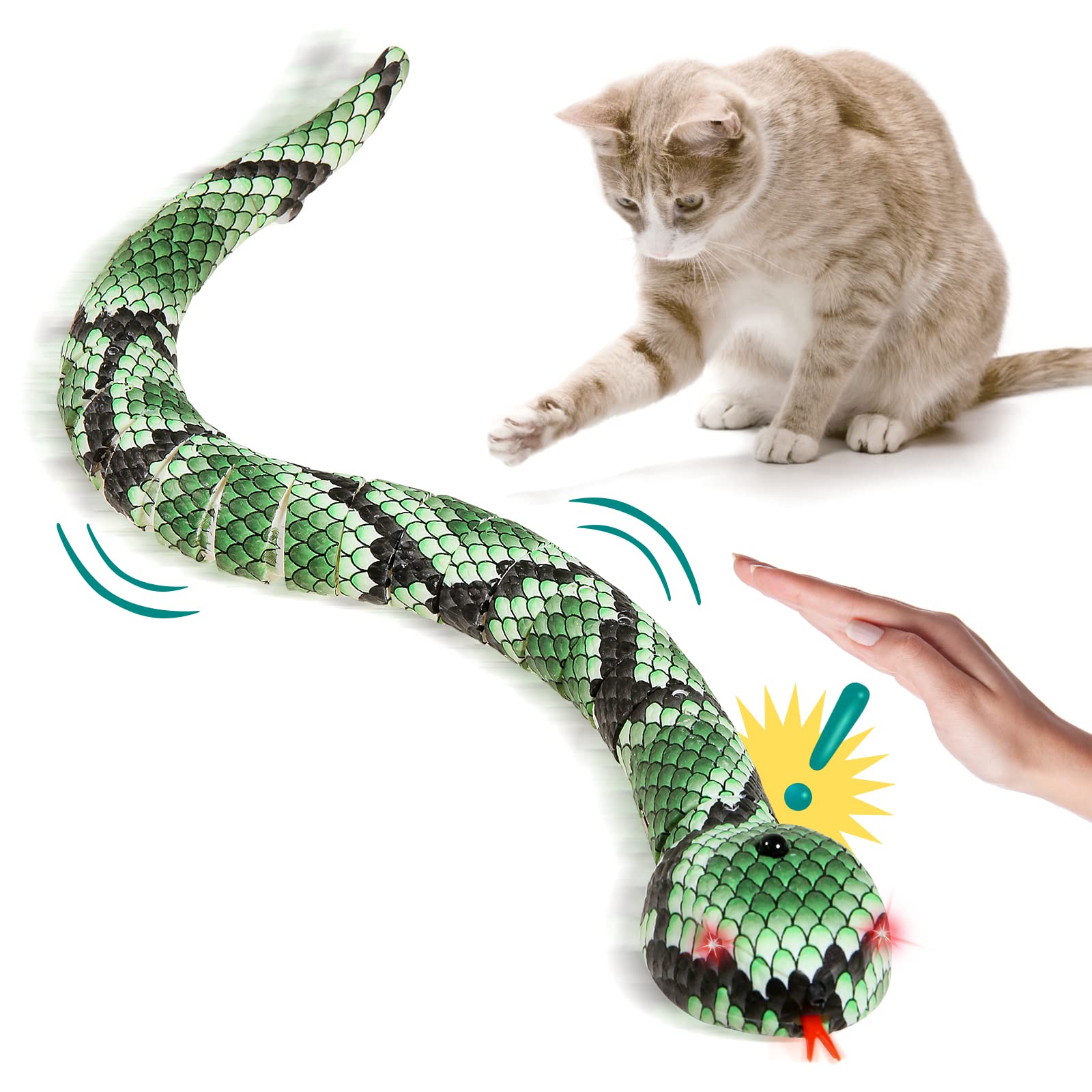 Smart Sensing Snake Cat Toy - USB Rechargeable Electric Simulation Slithering Serpent for Kittens, Cats & Dogs - Interactive Play Toy for Indoor Entertainment & Pet Exercise
