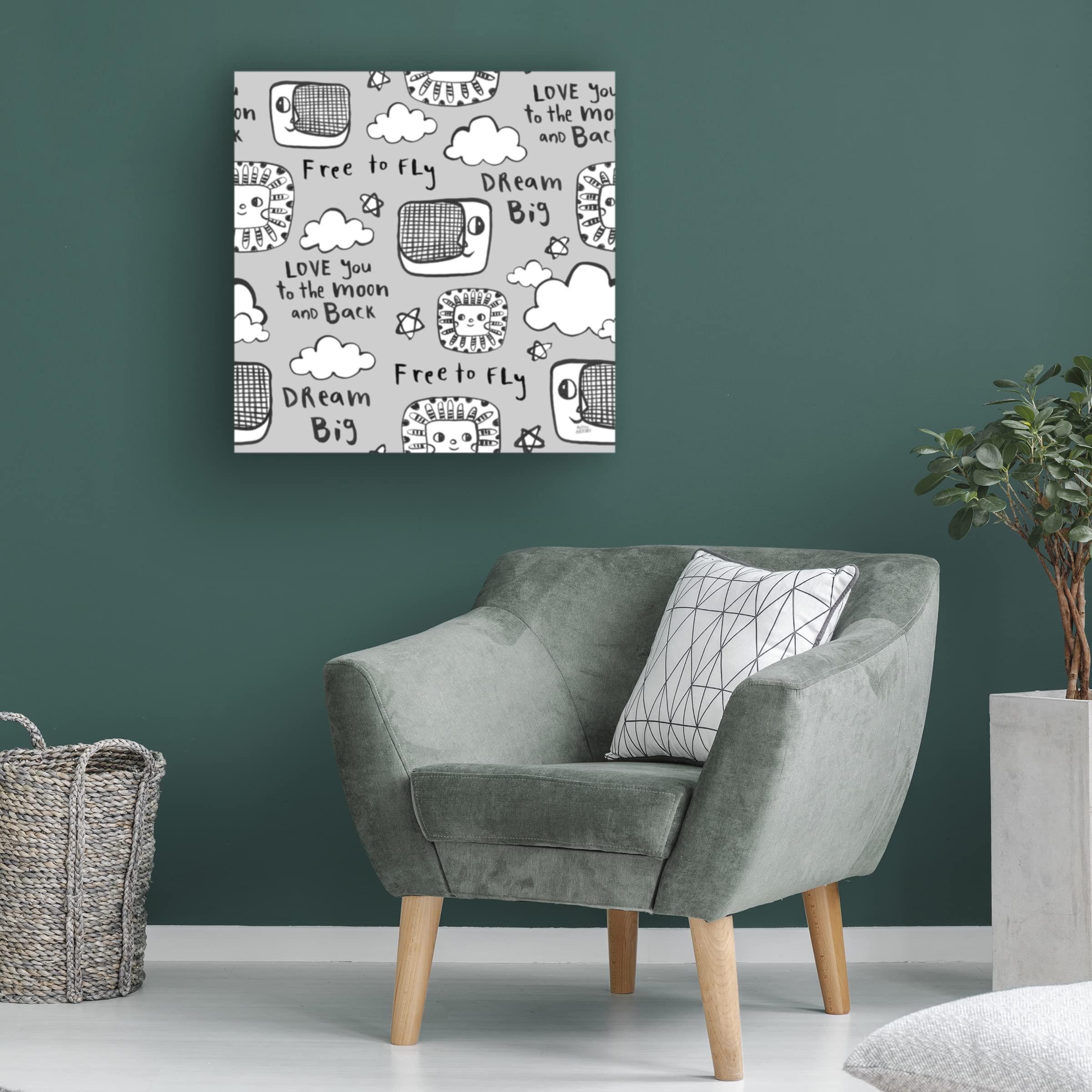 Trademark Fine Art 'Scandy Baby Pattern IVC' Canvas Wall Art by Melissa Averinos - Scandinavian Nursery Decor, Modern Baby Room Painting, Gender Neutral Wall Art for Kids Bedroom & Playroom