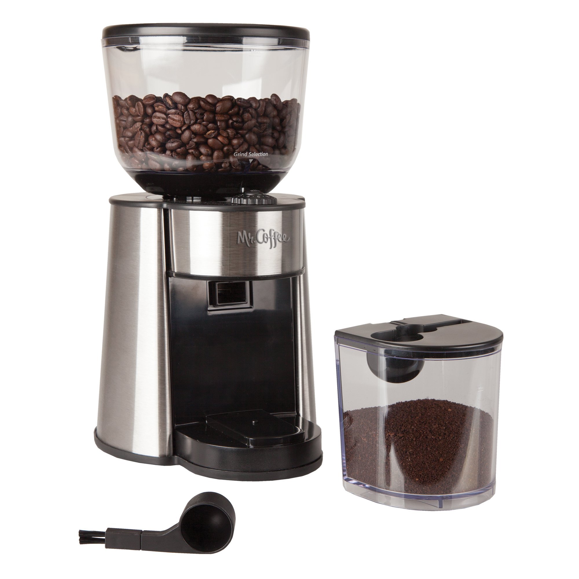 Premium Mr. Coffee Automatic Burr Mill Grinder - 18 Custom Grind Settings, Silver (BMH23-RB-1 Renewed) for Fresh Coffee Beans | Perfect for Espresso, French Press & Drip Coffee Makers | Home & Office Use