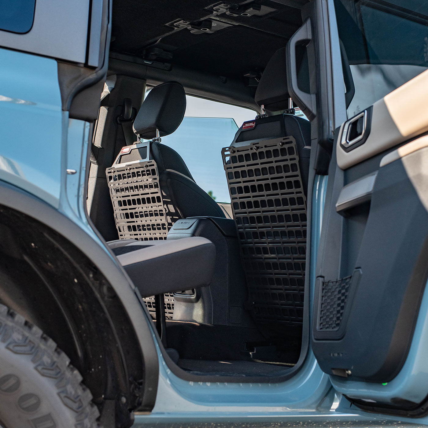 2021-2024 Ford Bronco Builtright Industries Seat Back Tech Plate MOLLE Panel Kit - Heavy Duty Storage Organizer for Off-Road Gear & Tactical Equipment