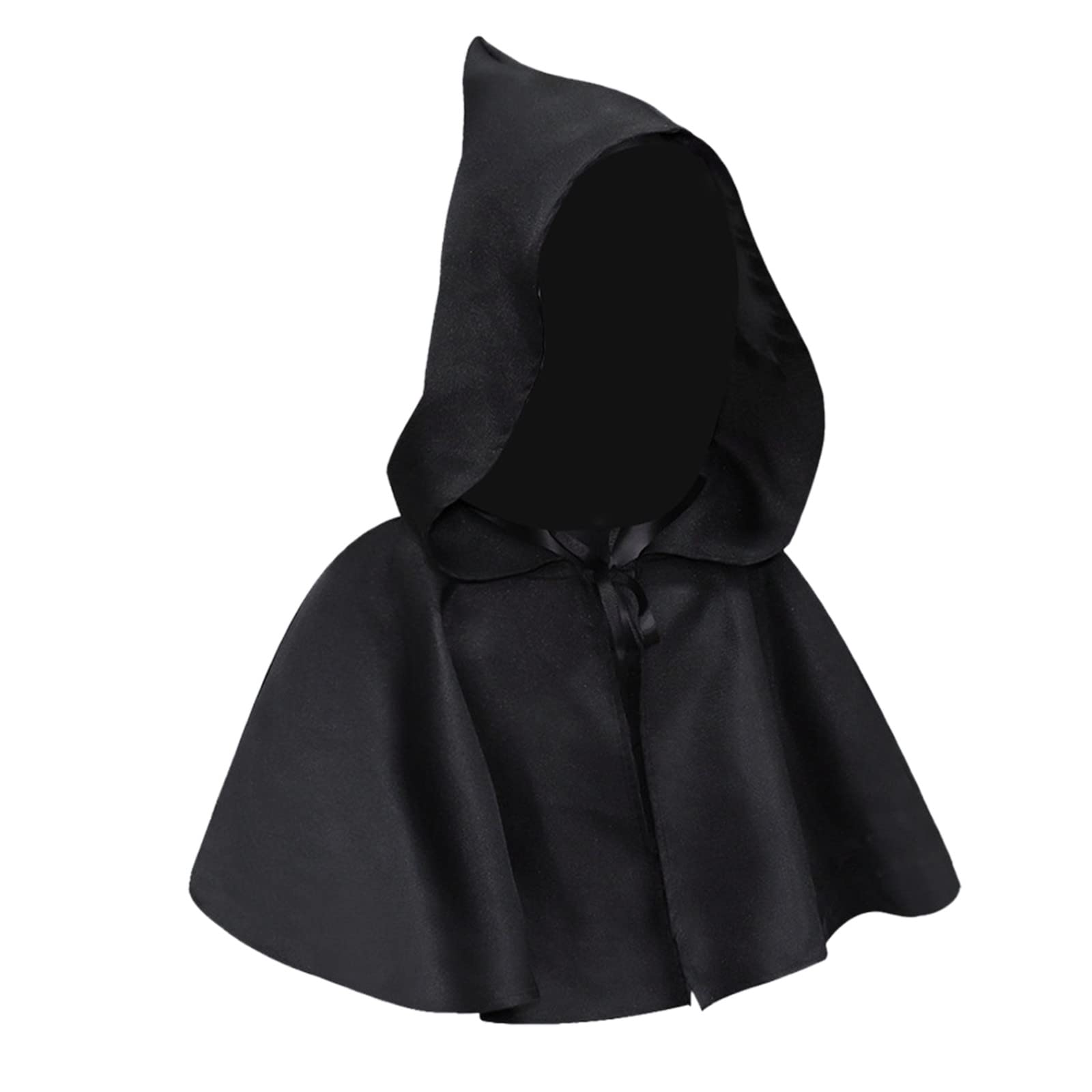 Adult Black Hooded Halloween Cloak - Half Length Costume Cape for Halloween Party, Cosplay, Prank & Event Decor - Perfect for Witch, Vampire & Gothic Costumes