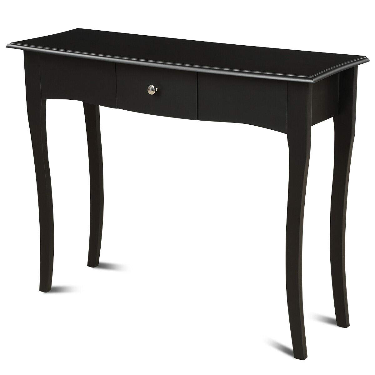 Caraya Retro Elegant Wood Console Table with Storage Drawer - Sturdy Durable Waterproof Entryway Sofa Side Table - Easy to Clean Accent Furniture for Hallway, Living Room & Home Decor