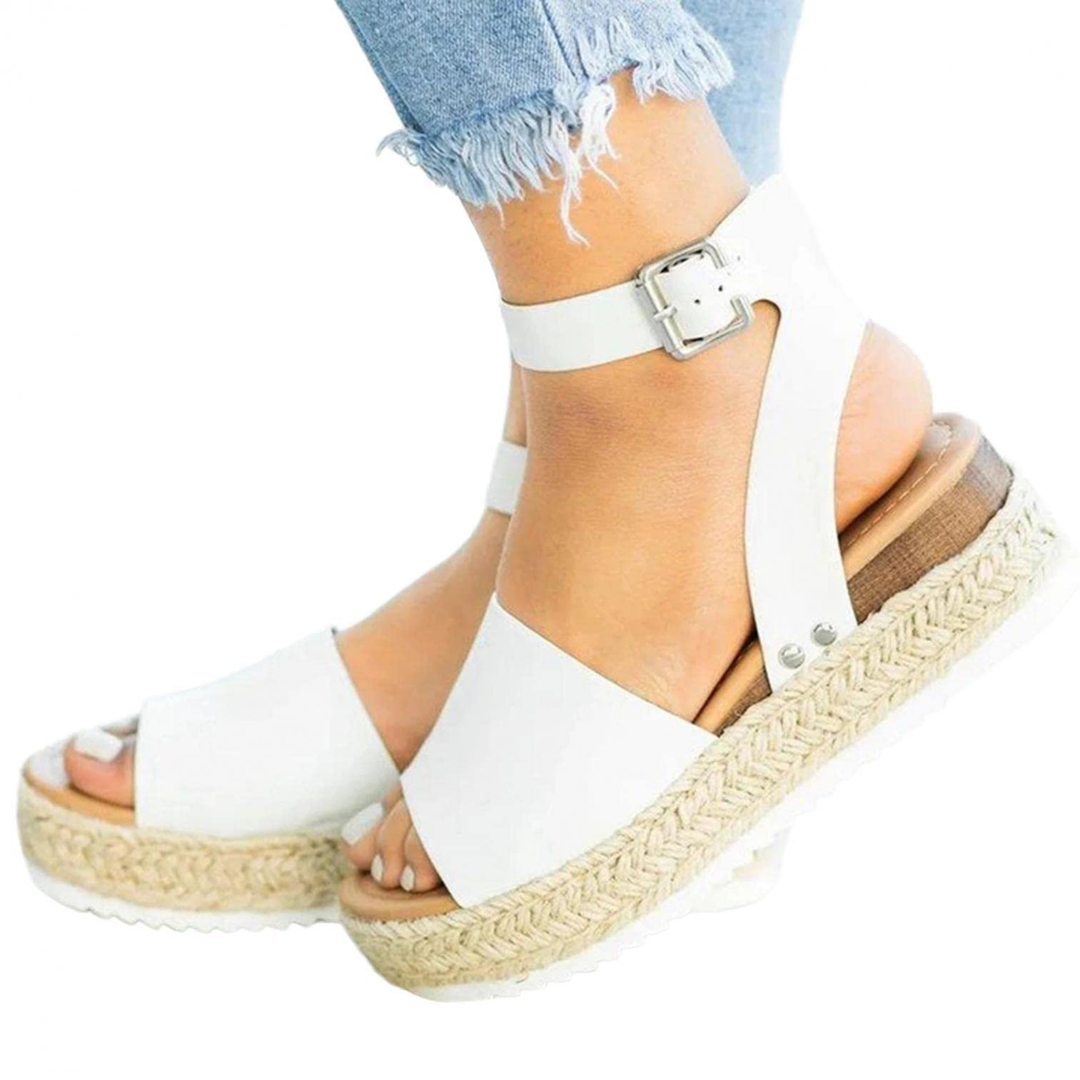 Gibobby Women's Casual Summer Sandals - Buckle Ankle Strap Flat Flip Flops with Open Toe | Comfortable Beach & Pool Slides for Outdoor Walking, Vacation and Daily Wear