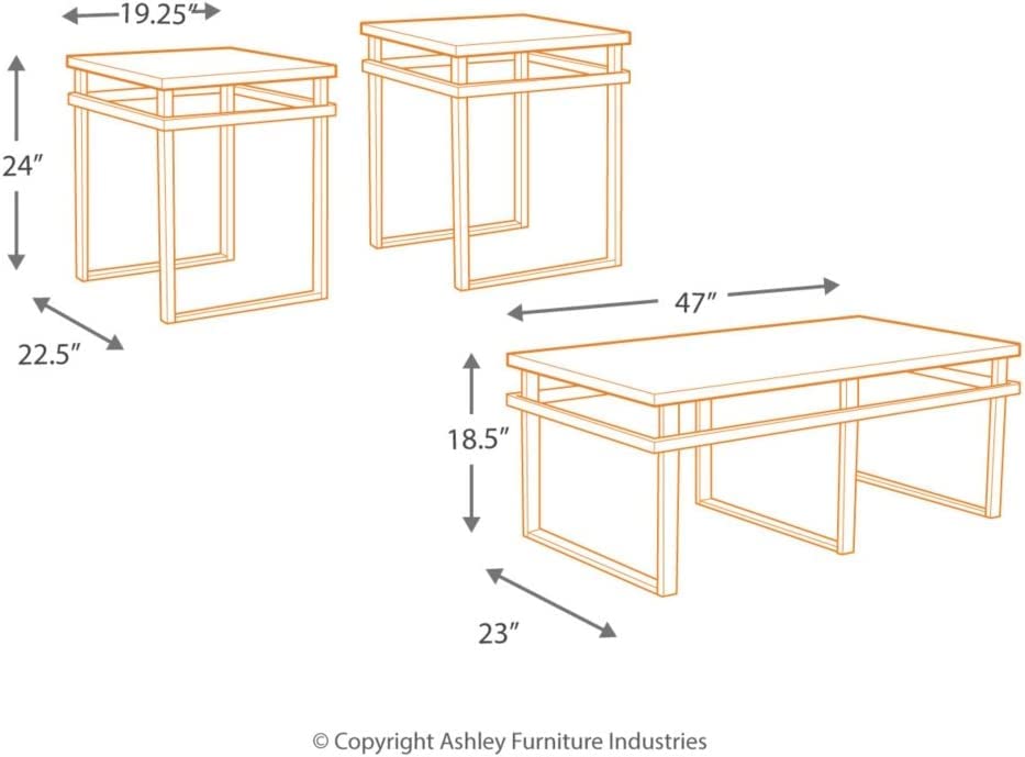 BOWERY HILL 3-Piece Black Occasional Table Set - Coffee Table & 2 End Tables for Living Room, Lounge & Office Decor