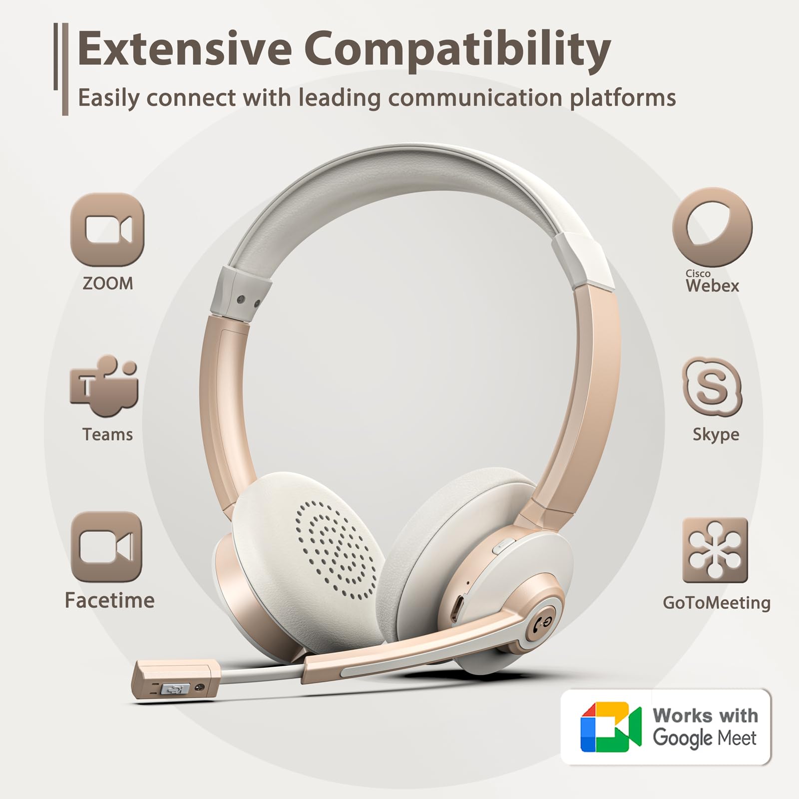 Wireless Bluetooth Headset with Microphone - AI Noise Canceling, USB Dongle & Charging Base - Mute Function for Home Office, Call Center, PC, Laptop & Zoom Meetings | Perfect for Remote Work & Online Conferencing