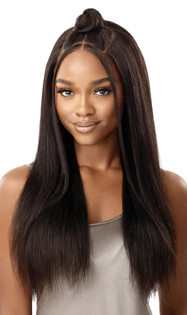 My Tresses Black Label Premium Unprocessed 100% Human Hair 13x4 HD Lace Frontal Wig - Virgin Straight 26 Inch Natural Black | Perfect for Daily Wear, Special Occasions & Protective Styling