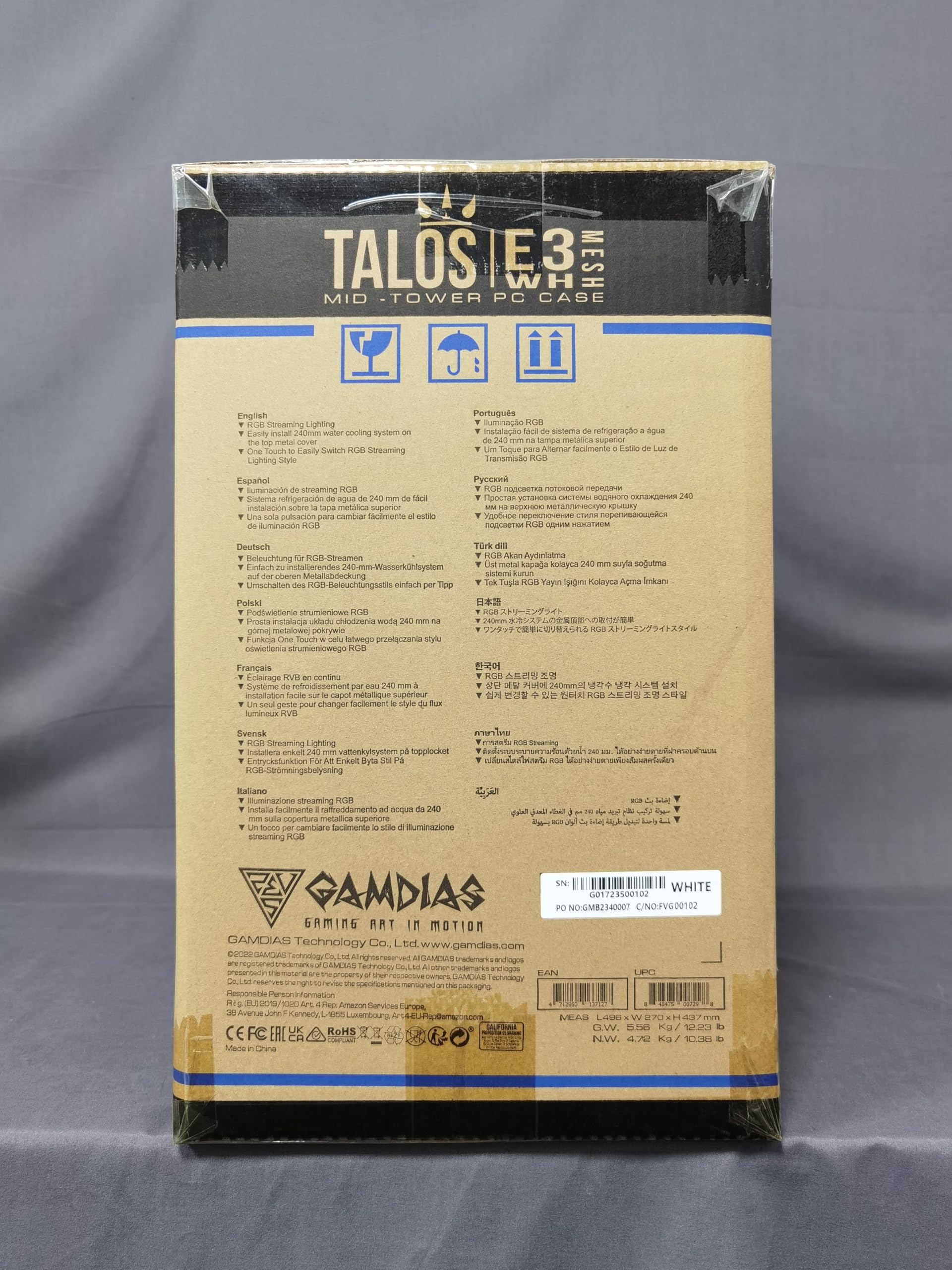 GAMDIAS White RGB Gaming ATX Mid Tower PC Case - Tempered Glass Side Panel, 3x 120mm ARGB Fans & High Airflow Design | Perfect for Gaming Rigs, Streaming Setups & Custom PC Builds