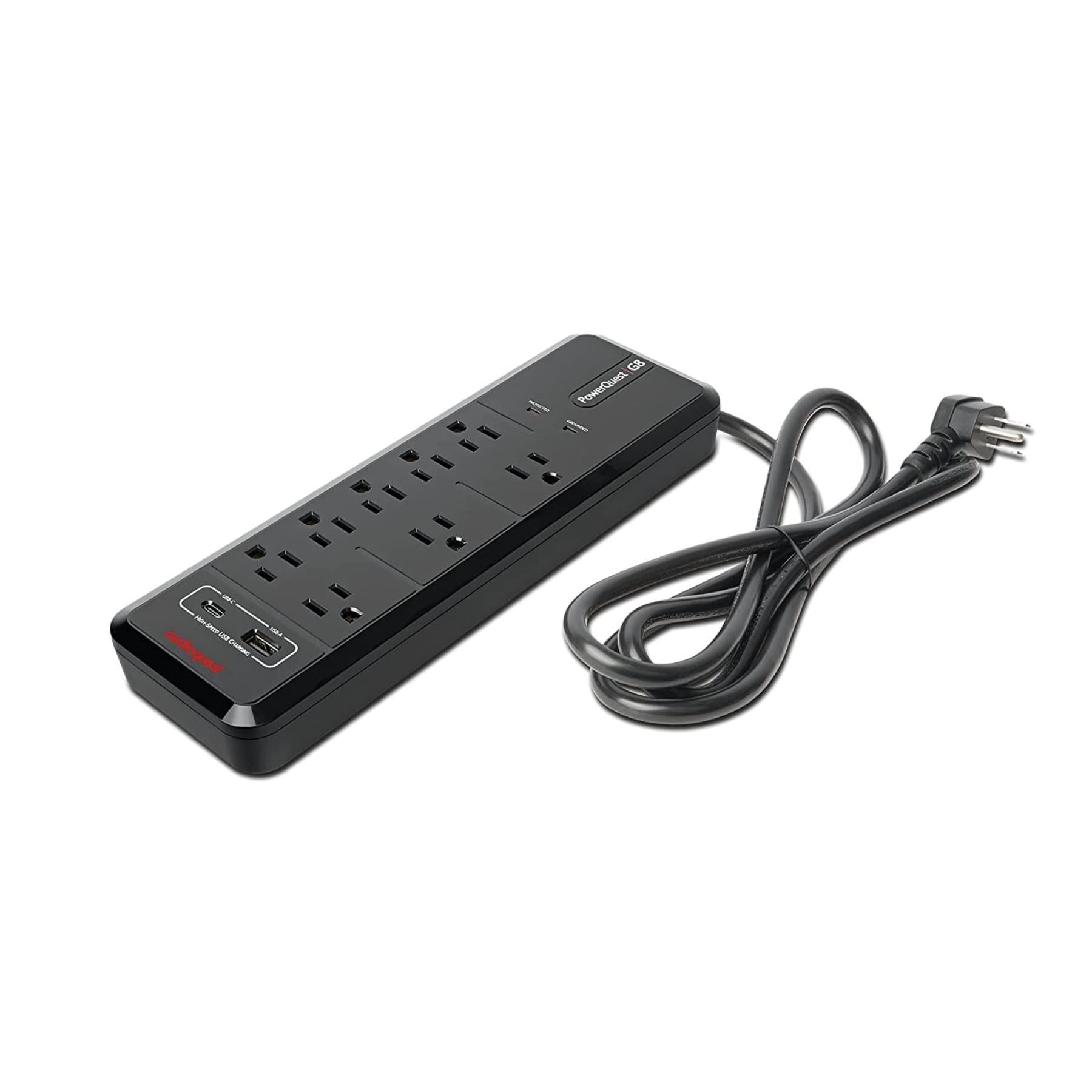 AudioQuest PowerQuest G8 Surge Protector - 8 Outlet Power Strip with EMI/RFI Noise Filter & 4320 Joule Protection | Perfect for Home Theater, Gaming PC & Office Electronics
