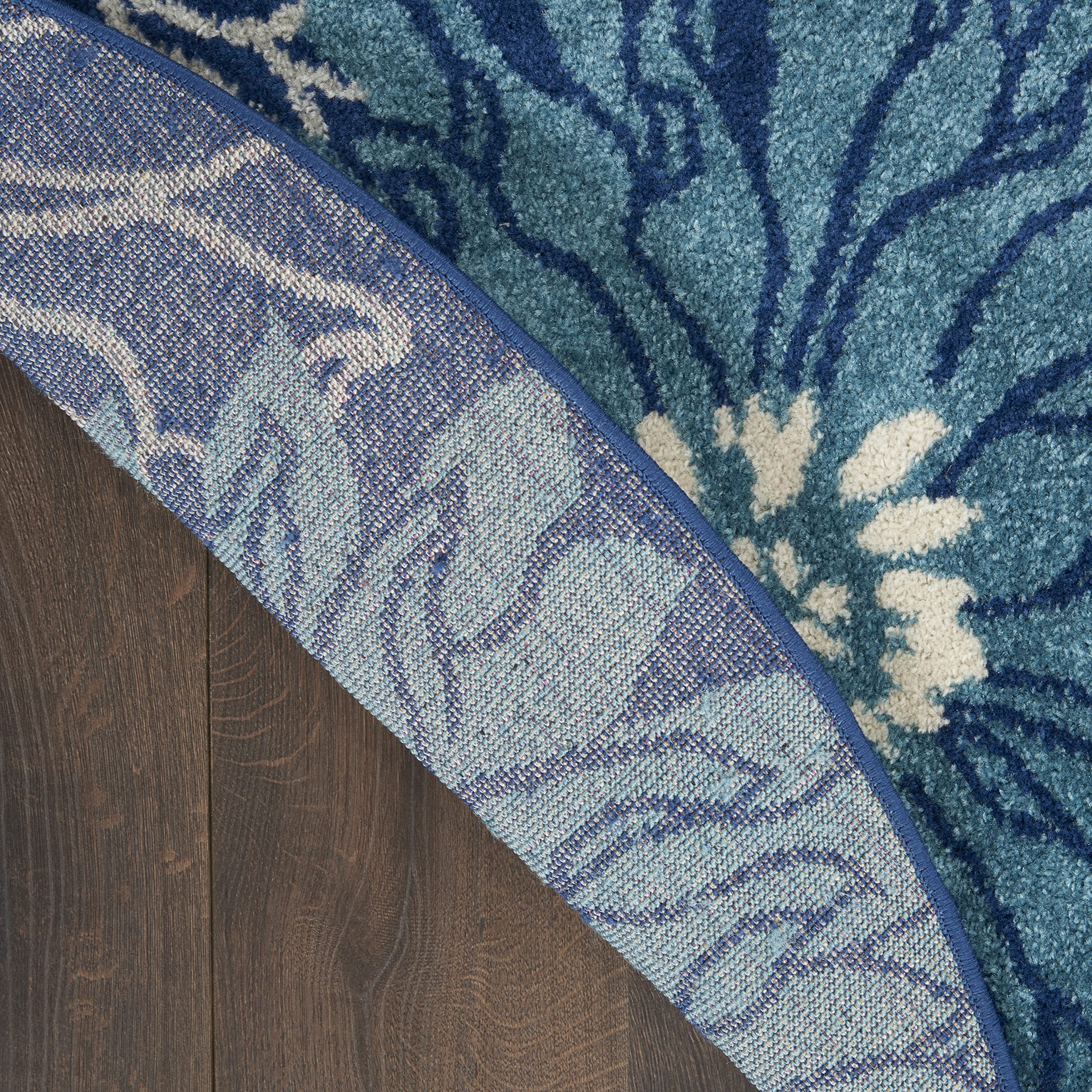 Nourison Passion 8' Round Area Rug - Navy & Ivory Modern Design - Perfect for Living Room, Bedroom, or Office Decor