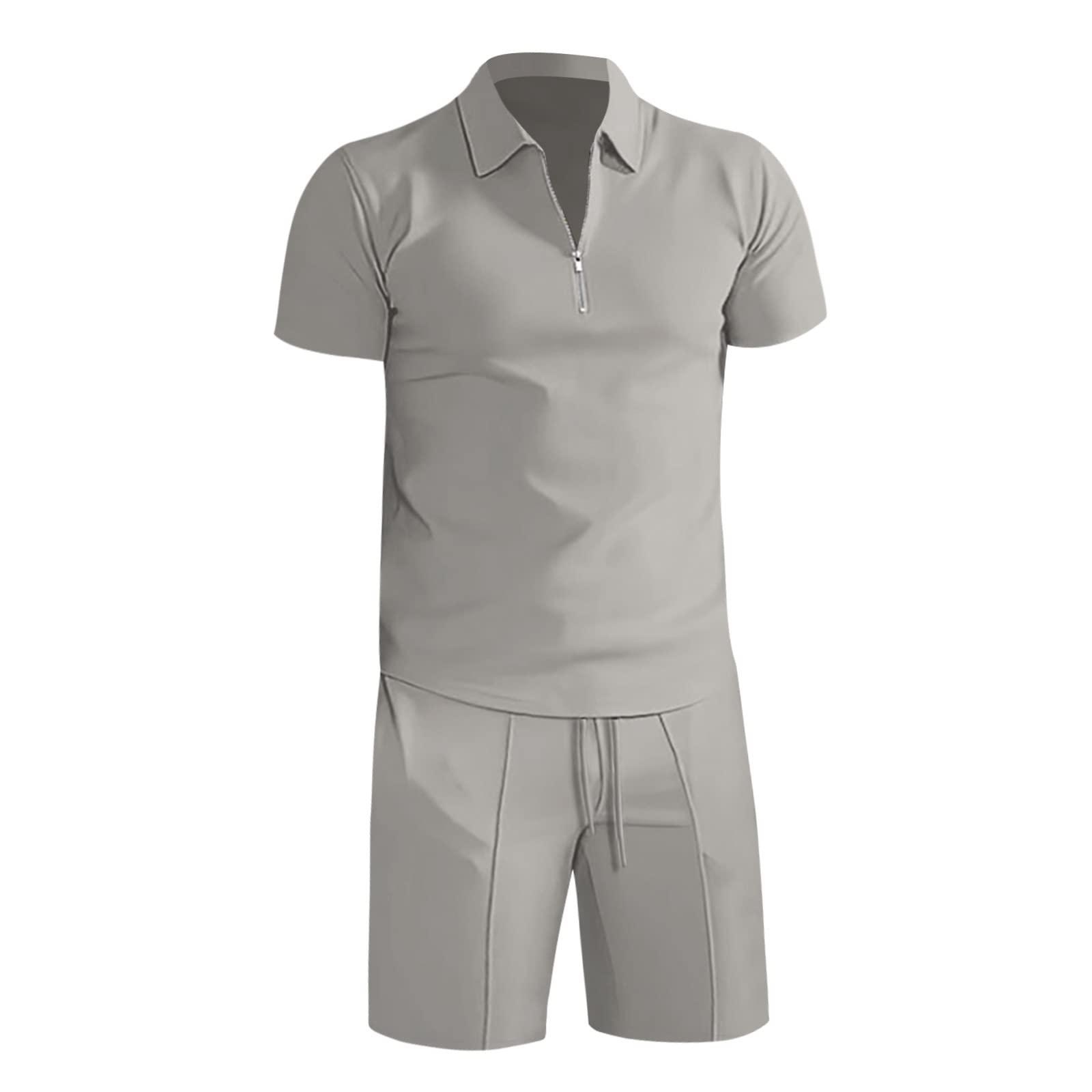Fossean Men's 2-Piece Tracksuit Set - Full Sleeve Polo Shirt & Running Shorts for Gym, Jogging, Cycling | Breathable Activewear for Workout & Training