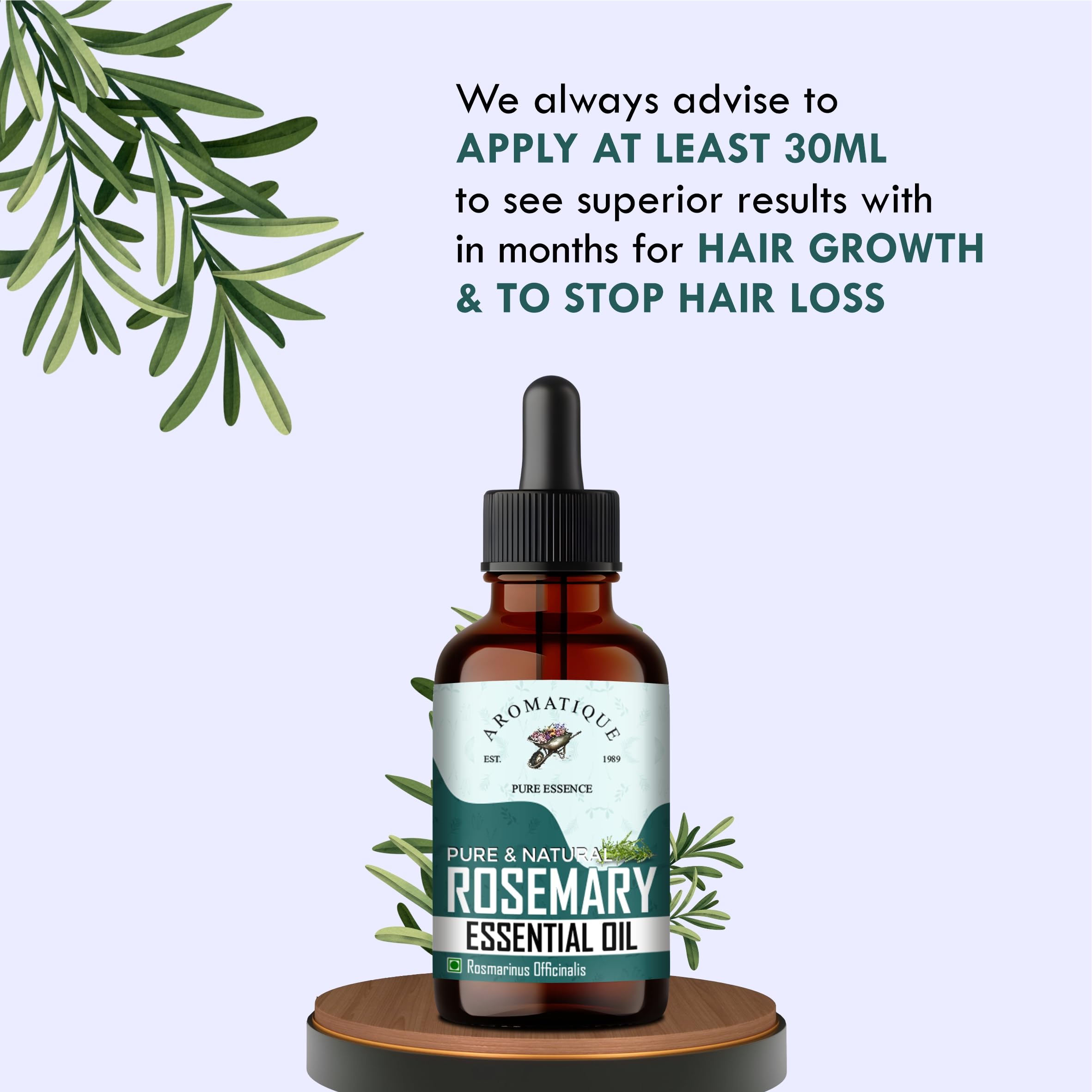 **Aromatique Pure Rosemary Essential Oil for Hair Growth & Skin Care - 15ml | Strengthens Hair & Scalp, Promotes Thickness & Density | Natural Aromatherapy for Relaxation & Massage**