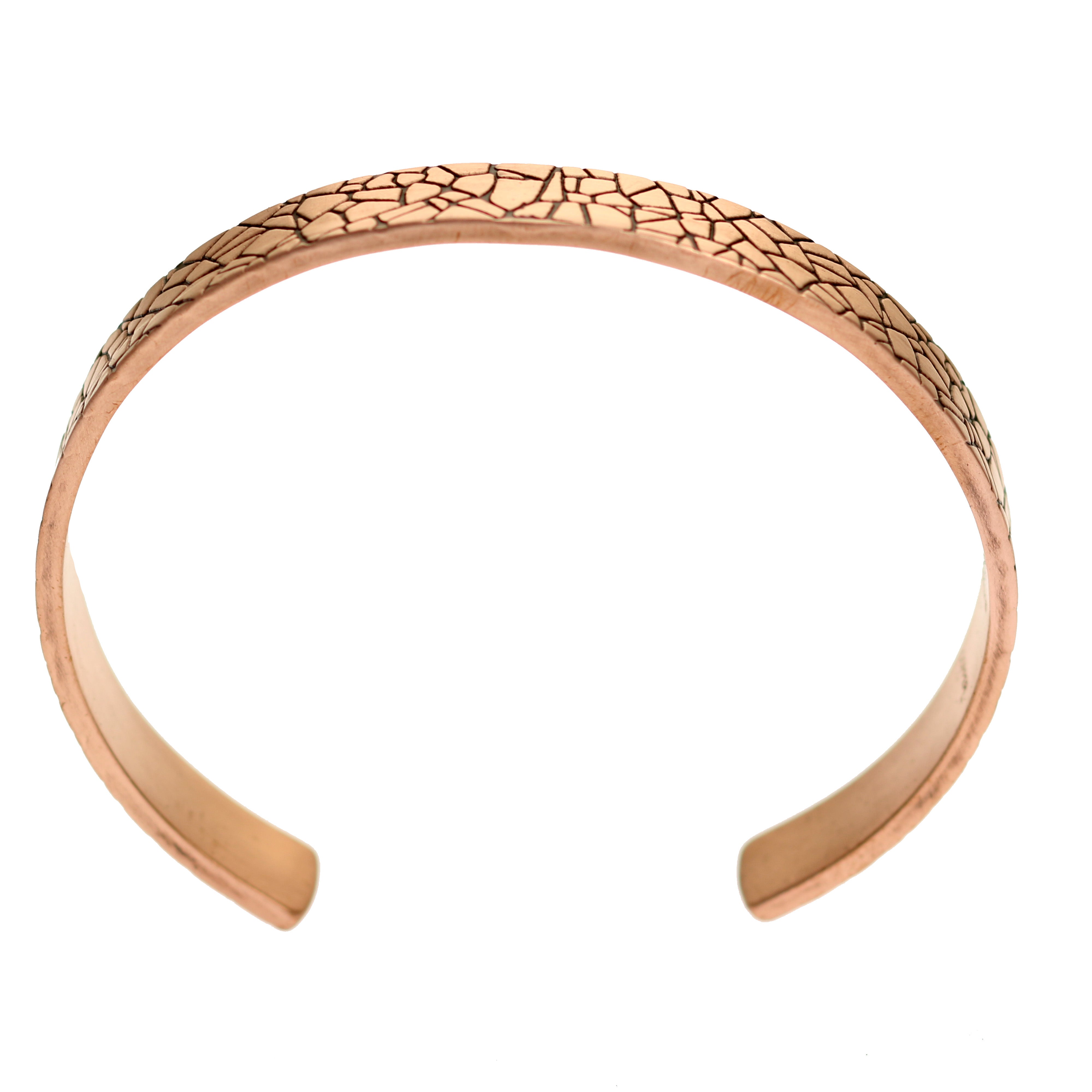 Men's Embossed Mosaic Solid Copper Cuff Bracelet - 10mm Wide Handmade Bangle for Casual Wear & Gift Giving