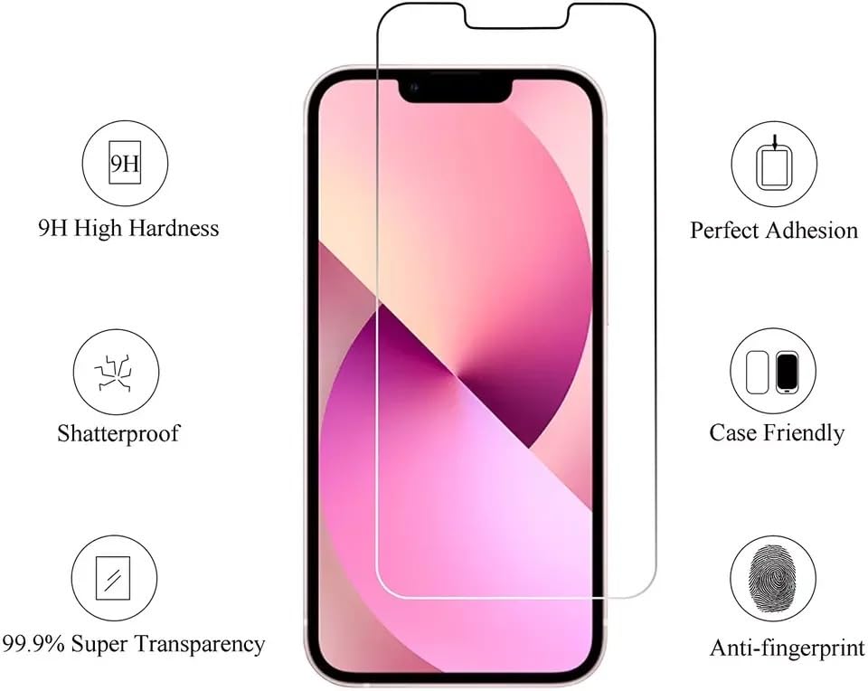Tempered Glass Screen Protector for iPhone 14/13/13 Pro/12/12 Pro Max (6.1 Inch) & Samsung S22 - Case Friendly, Anti-Scratch, Bubble-Free Installation - Perfect for Daily Use, Work & Travel Protection