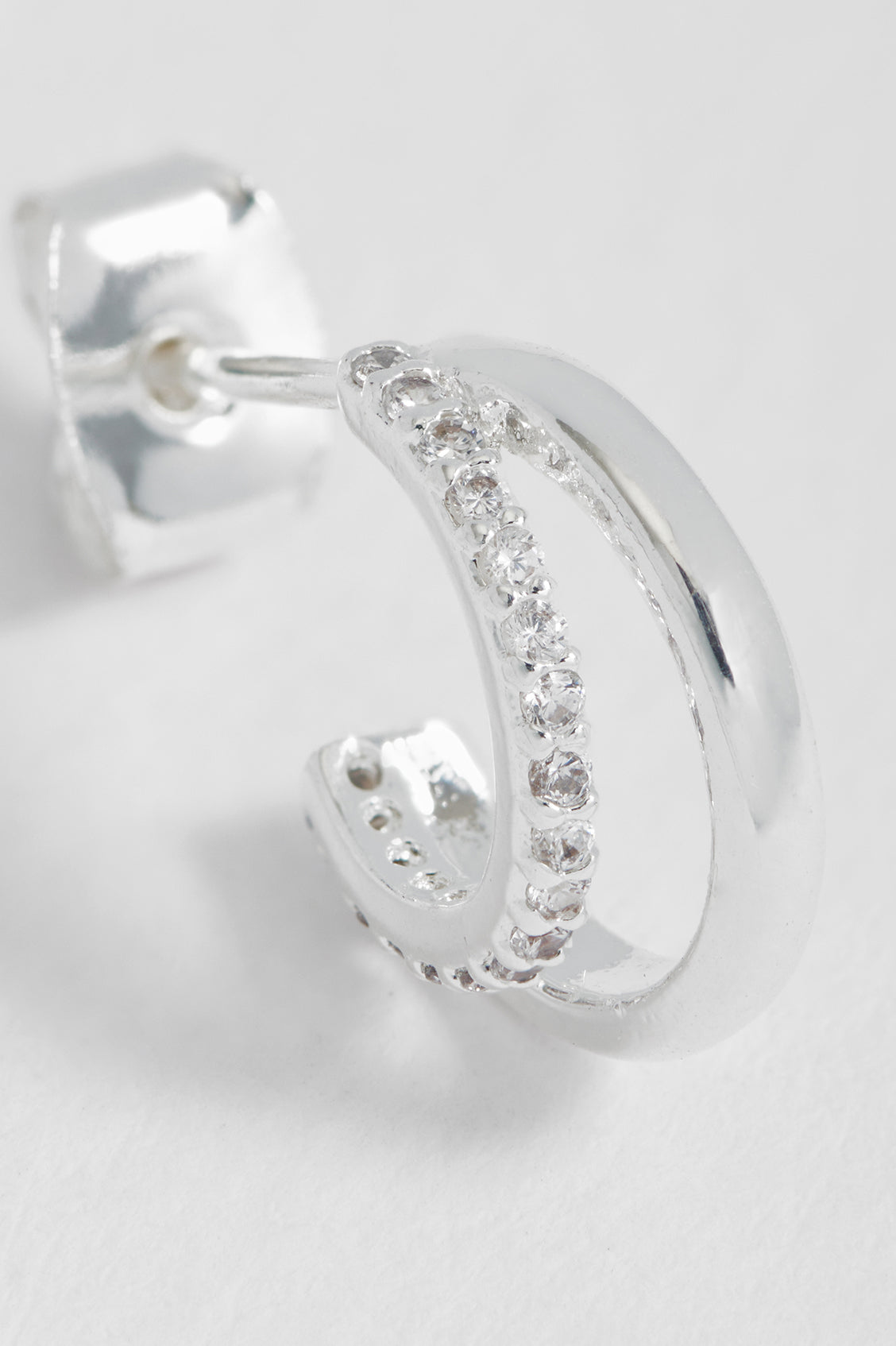 925 Sterling Silver Plated White CZ Pave Curl Hoop Earrings for Women | Elegant Dangle Earrings for Party, Wedding & Everyday Wear