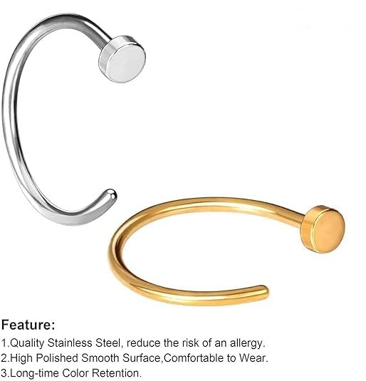 20G Stainless Steel Hoop Rings - Nose Piercing Jewelry for Women & Men - Fake Lip Hoop Rings - Perfect for Everyday Wear, Parties & Gifts