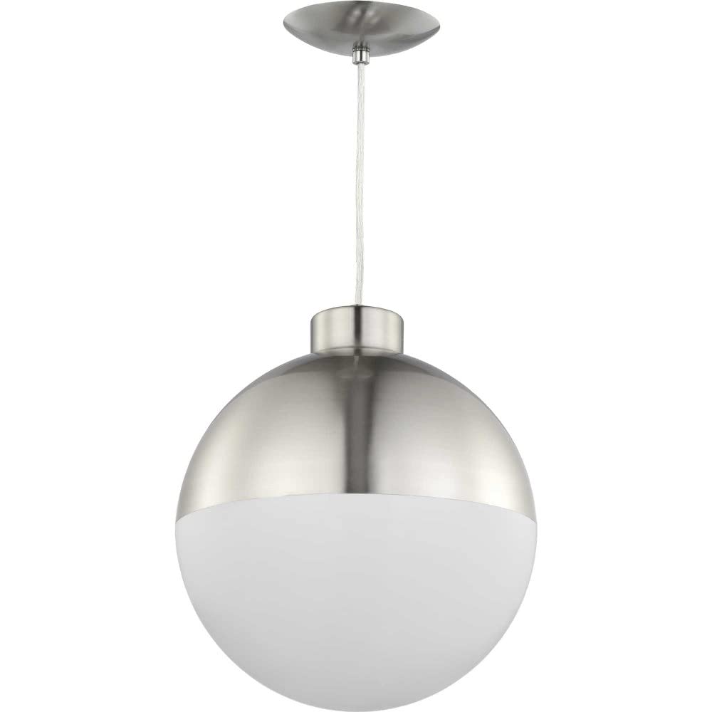 Globe LED Collection 1-Light Opal Glass Mid-Century Modern Pendant Light in Matte Black - Perfect for Dining Room, Kitchen Island & Living Room Lighting