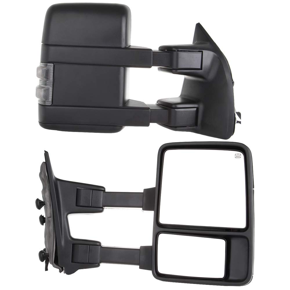 AUTOMUTO Manual Control Towing Mirrors for Ford F250 F350 F450 F550 Super Duty (1999-2015) - Driver & Passenger Side Tow Mirrors for Enhanced Safety While Hauling Trailers or Large Loads