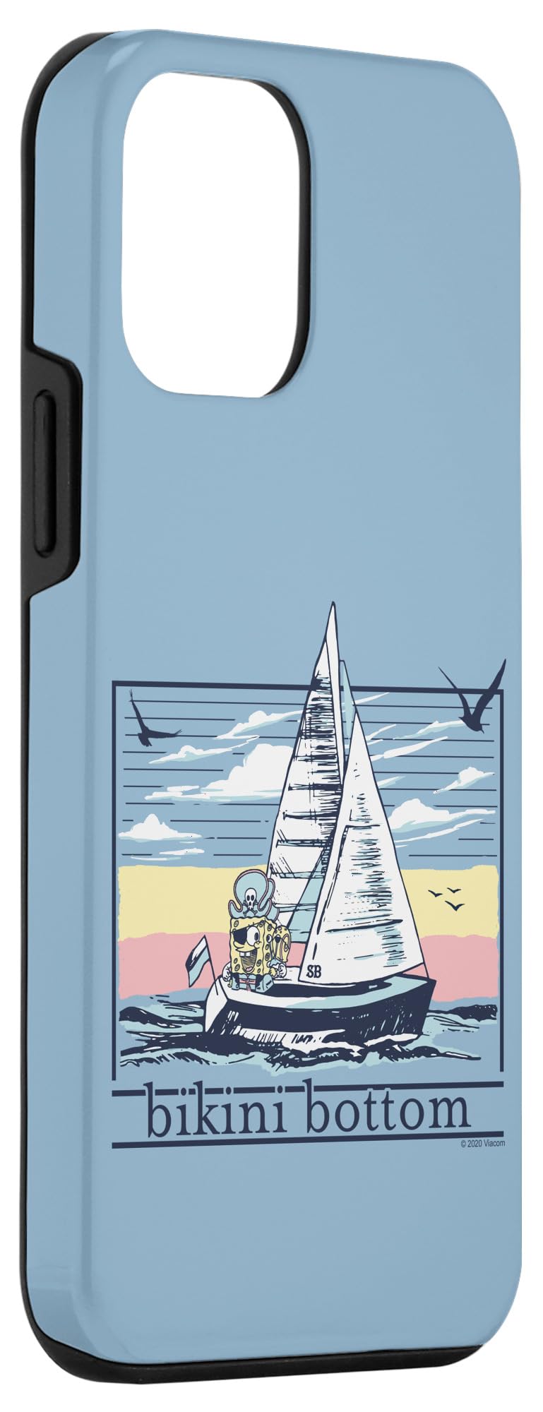 SpongeBob SquarePants iPhone 12 Mini Case - Cute Bikini Bottom Sailboat Design Protective Cover for Apple iPhone 12 Mini - Perfect for Fans, Daily Use, and Gift Giving