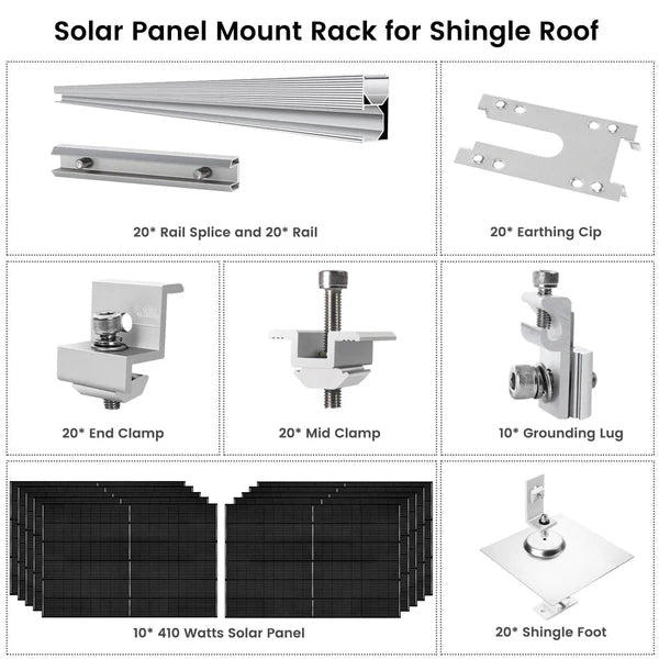 Nature's Generator 10 x 410 Watt Monocrystalline Solar Panels with Mounting Rack Kit | High Efficiency Solar Power System for Home, RV & Off-Grid Energy | Perfect for Emergency Backup & Sustainable Living
