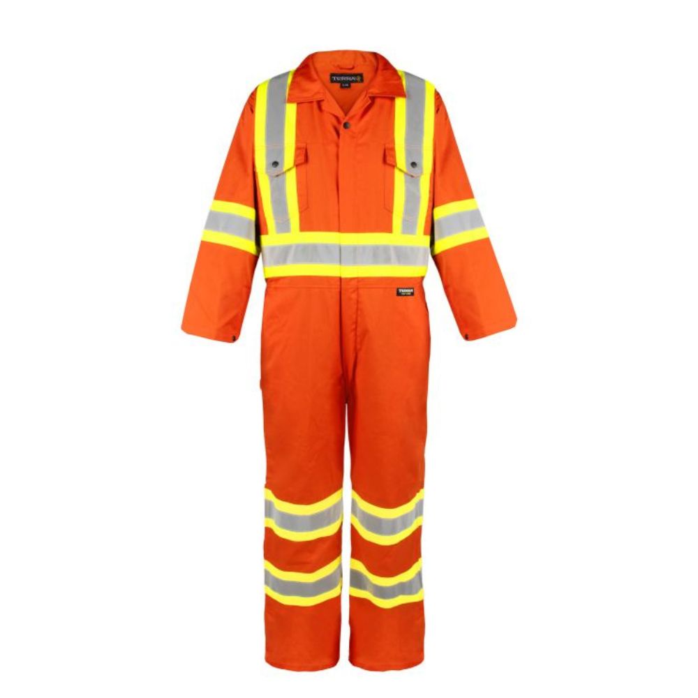 Terra Men's High Visibility Unlined Coverall 116581OR - Orange Safety Workwear for Construction, Road Work & Emergency Services