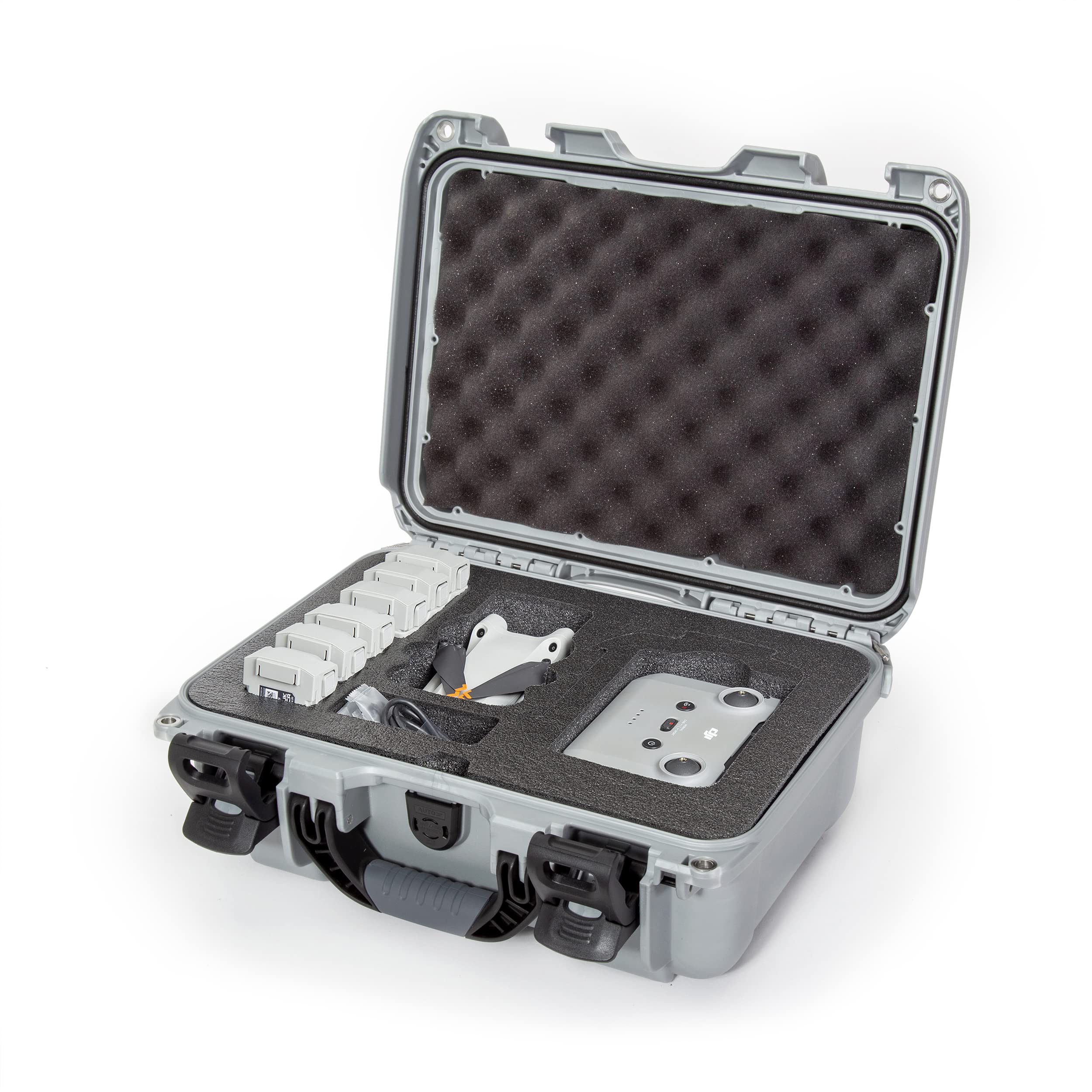 Nanuk 915 Waterproof Hard Case for DJI Mini 3 & Mini 3 Pro - Custom Foam Insert Fits Fly More Combo & RC-N1/RC Controller (Silver) - Perfect for Drone Travel, Outdoor Adventures & Professional Aerial Photography